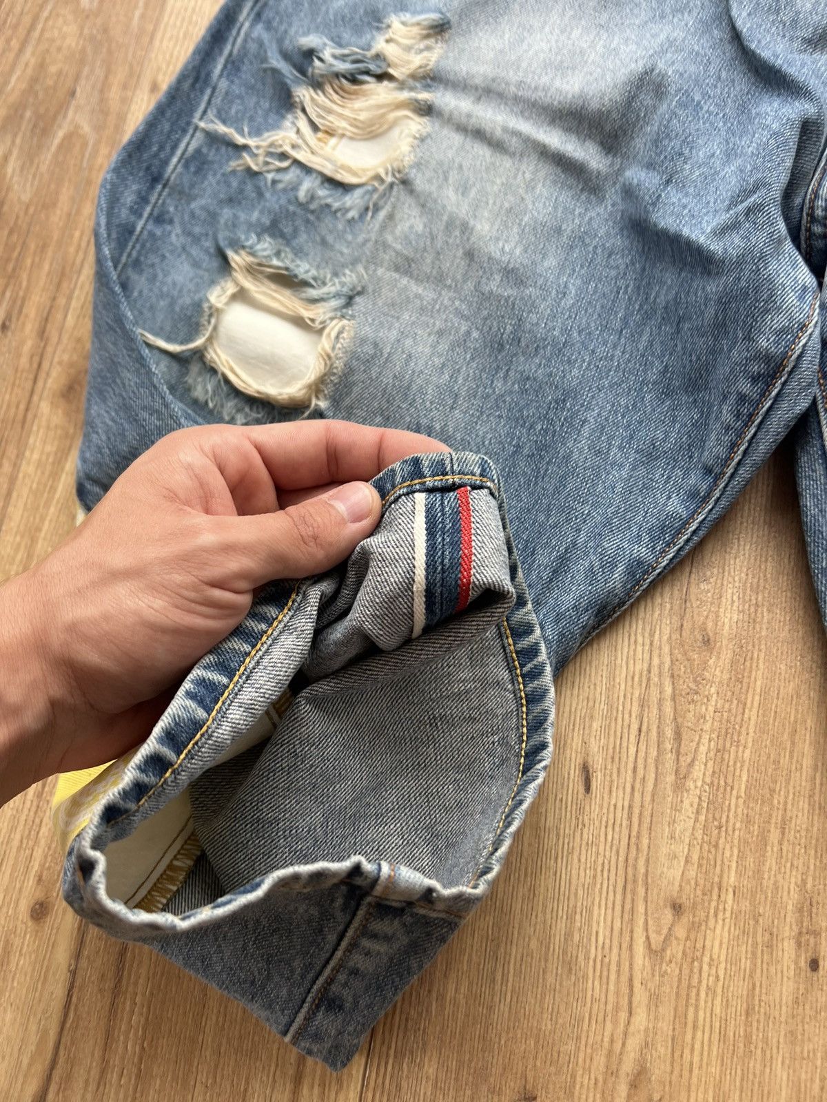 Evisu 00’s EVISU SELVEDGE DAICOCK RIPPED BANDANA JORTS RARE Y2K Size US 36 / EU 52 - 12 Thumbnail