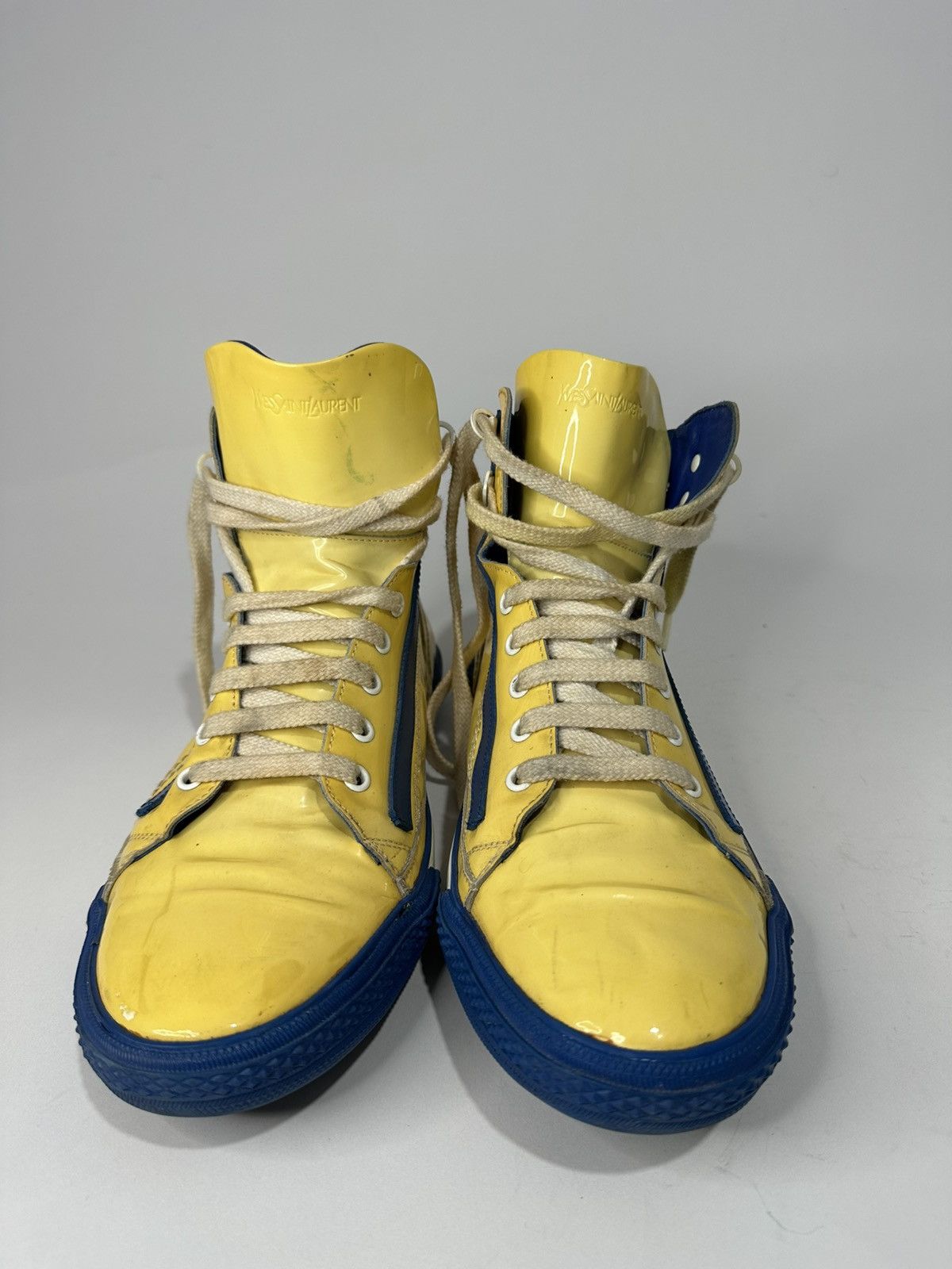 Yves Saint Laurent Vintage Yves Saint Laurent Yellow Patent Leather Y Sneakers. Size US 8 / EU 41 - 3 Thumbnail