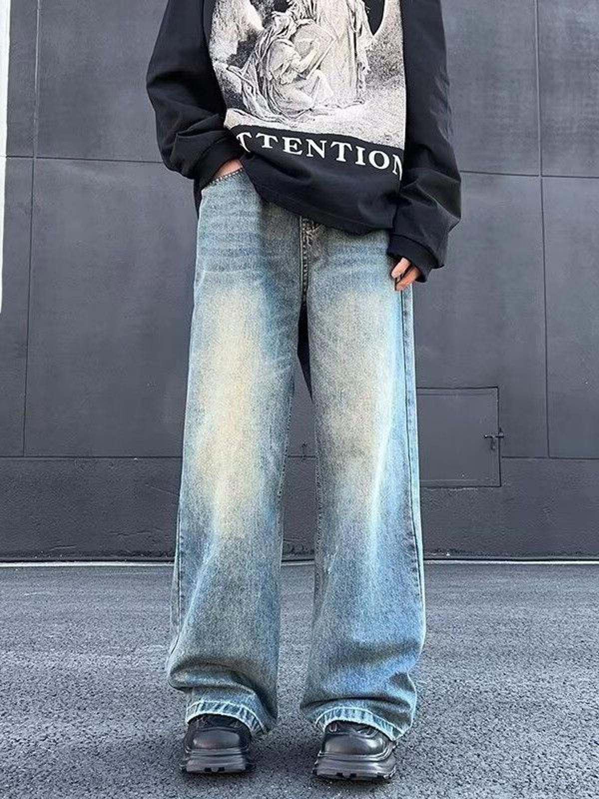 Vintage Washed Blue Loose Straight Wide Leg Denim Jeans Size US 28 / EU 44 - 2 Thumbnail
