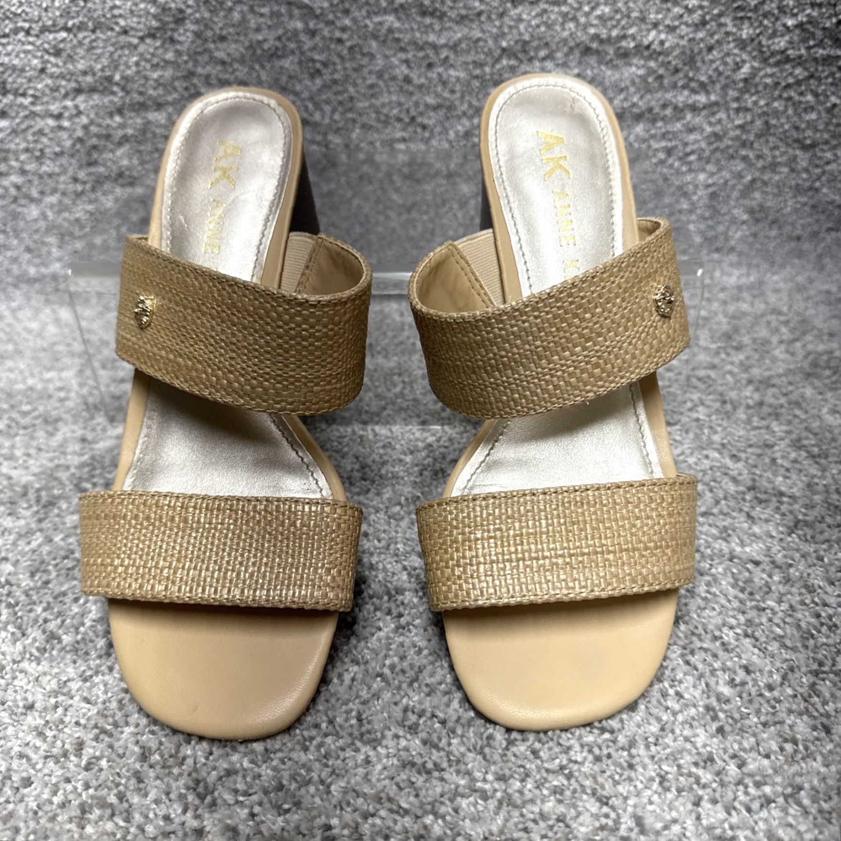 Anne Klein Anne Klein Sandals Women 7.5M Slip-On Open Toe Block Heel Retro Brown Textured Comfort Classic Office Size US 8 / IT 38 - 3 Thumbnail