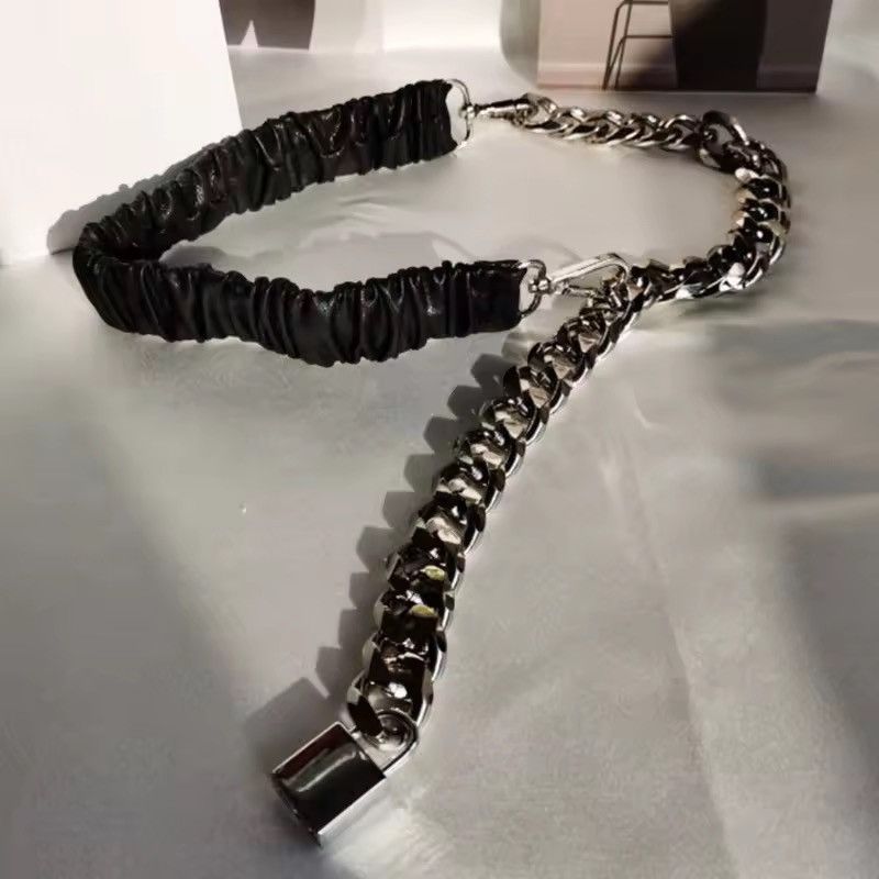 Japanese Brand × Leather Elastic Leather Silver Chain Belt Size ONE SIZE - 5 Thumbnail