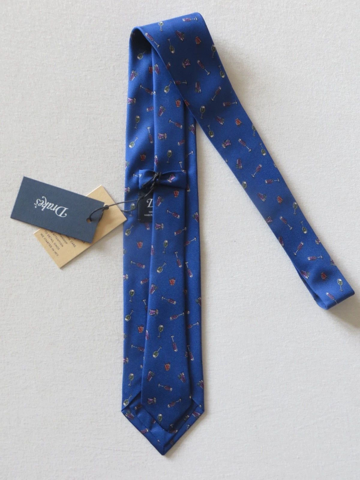 Drake's BLUE WINE DRINK GLASS SILK TIE Size ONE SIZE - 3 Thumbnail