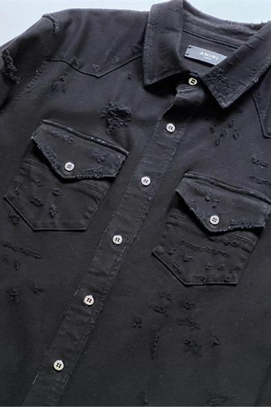 Amiri Amiri distressed black denim shirt Size US M / EU 48-50 / 2 - 4 Thumbnail