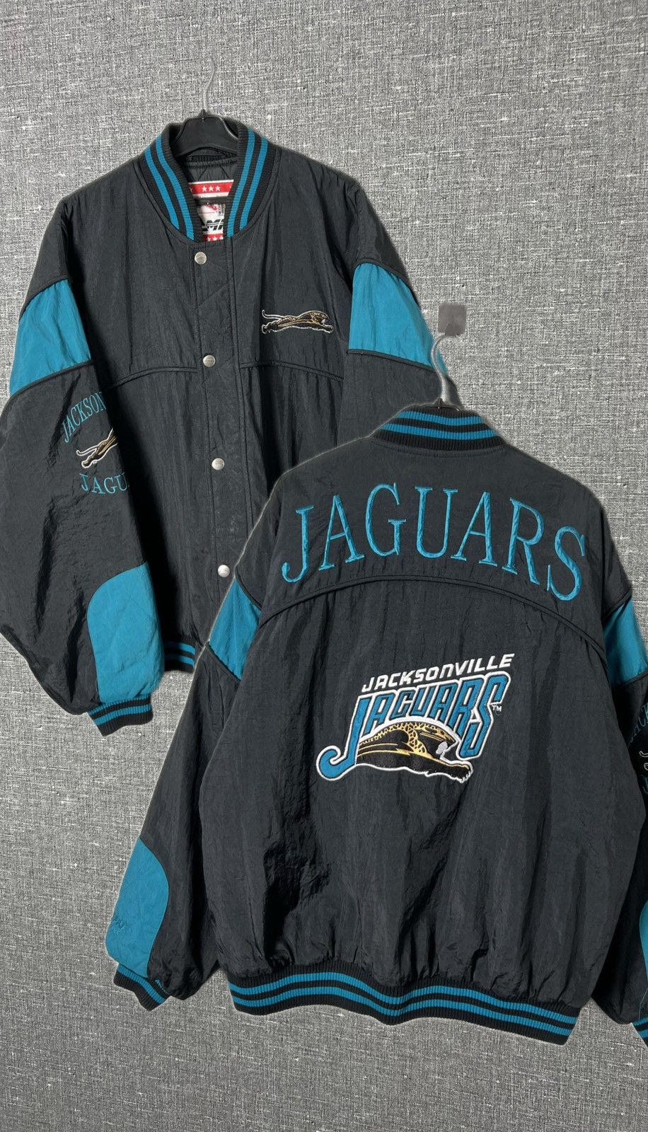 Starter RARE JACKSONVILLE JAGUARS NUTMEG CAMPRI NYLON BOMBER JACKET Size US XL / EU 56 / 4 - 1 Thumbnail