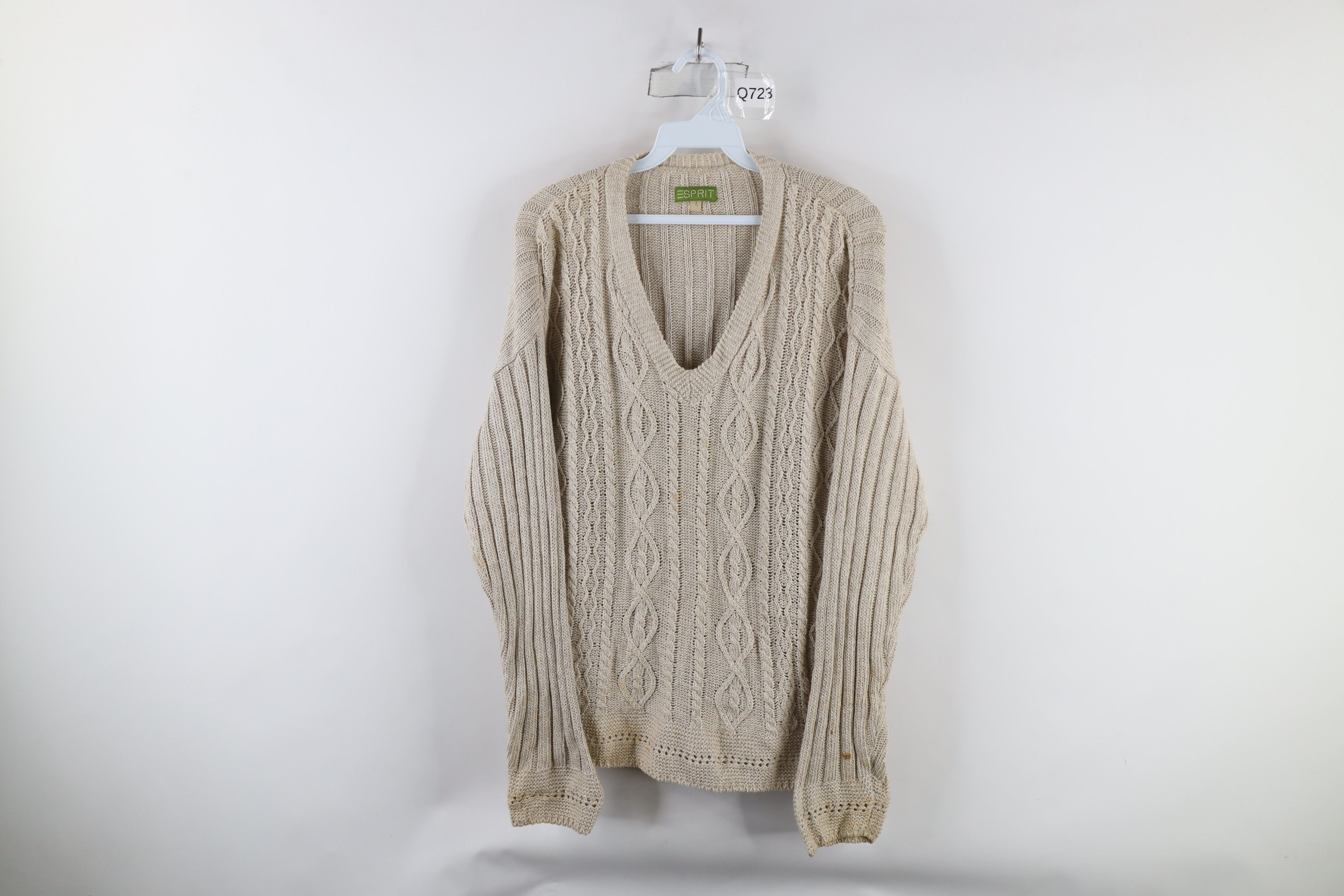 Esprit × Vintage Vintage 90s Esprit Blend Chunky Cable Knit Fisherman Sweater Size L / US 10 / IT 46 - 1 Thumbnail