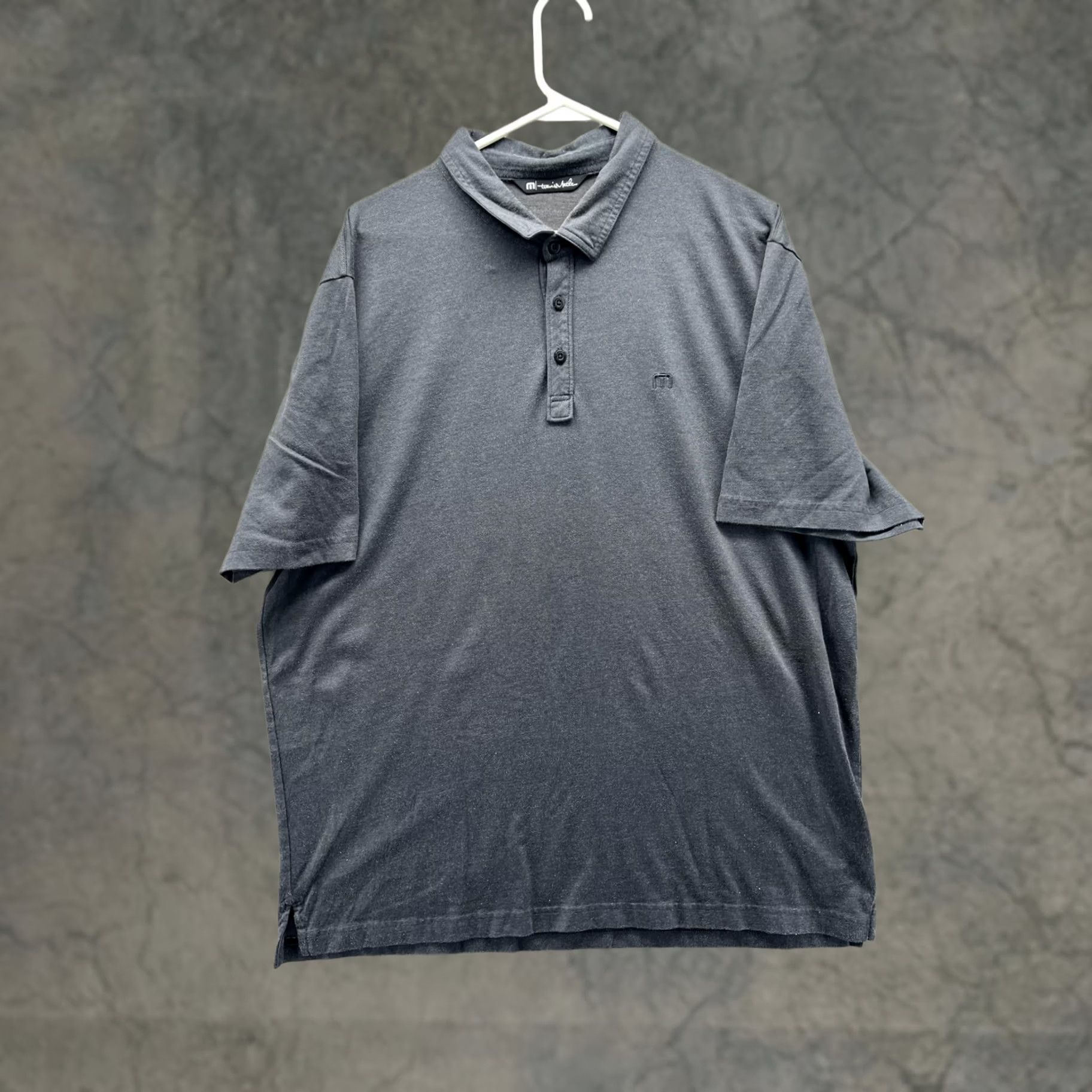 TravisMathew TravisMathew Polo Shirt Mens 2XL Gray Solid Logo Knit Casual Short Sleeve Size US XXL / EU 58 / 5 - 1 Thumbnail
