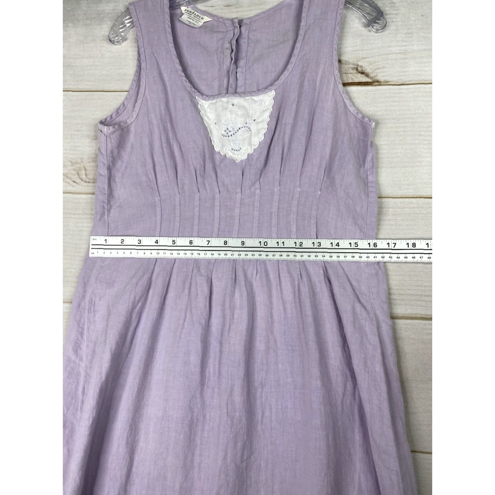 Vintage Sundance Dress Womens M Purple Sleeveless Button Back Pintuck Boho Cottagecore Maxi Linen Size M / US 6-8 / IT 42-44 - 6 Thumbnail