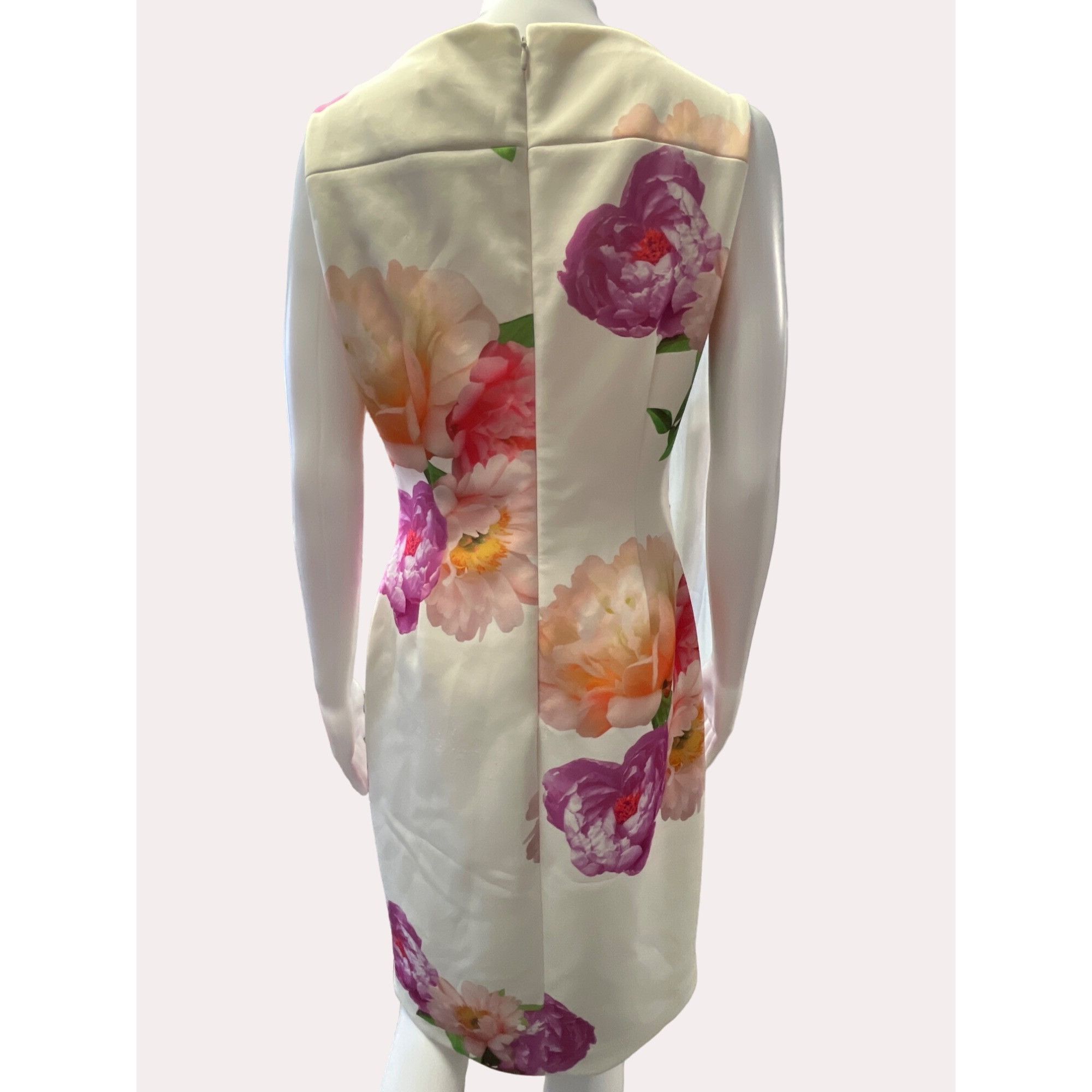 Calvin Klein Calvin Klein Women's White Floral Sheath Dress Size 8 SKU 60 Size M / US 6-8 / IT 42-44 - 2 Thumbnail