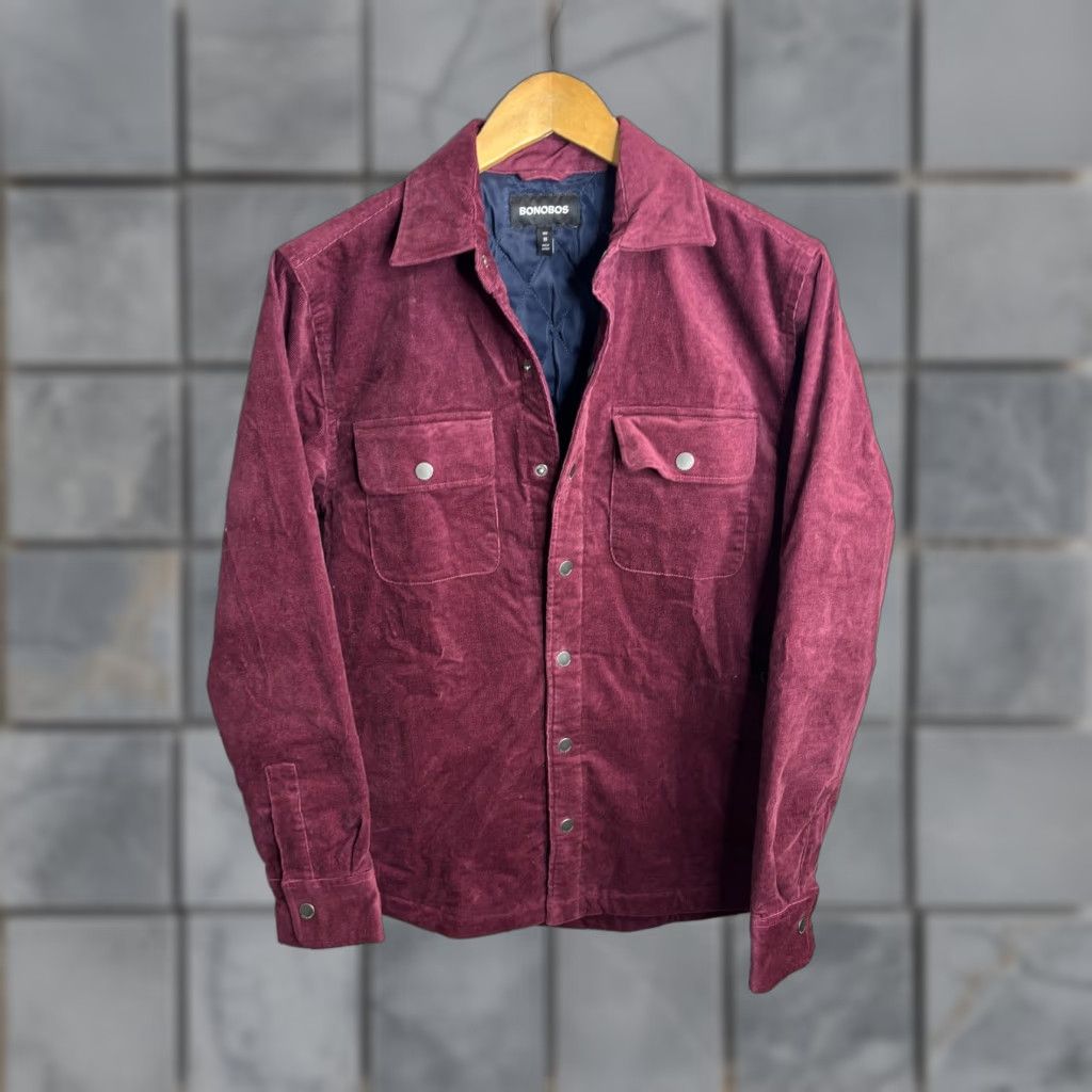 Bonobos Bonobos Jacket Mens XS Corduroy Shacket Quilted Lined Snap Front Pockets Maroon Red Vintage No Size US XS / EU 42 / 0 - 1 Thumbnail