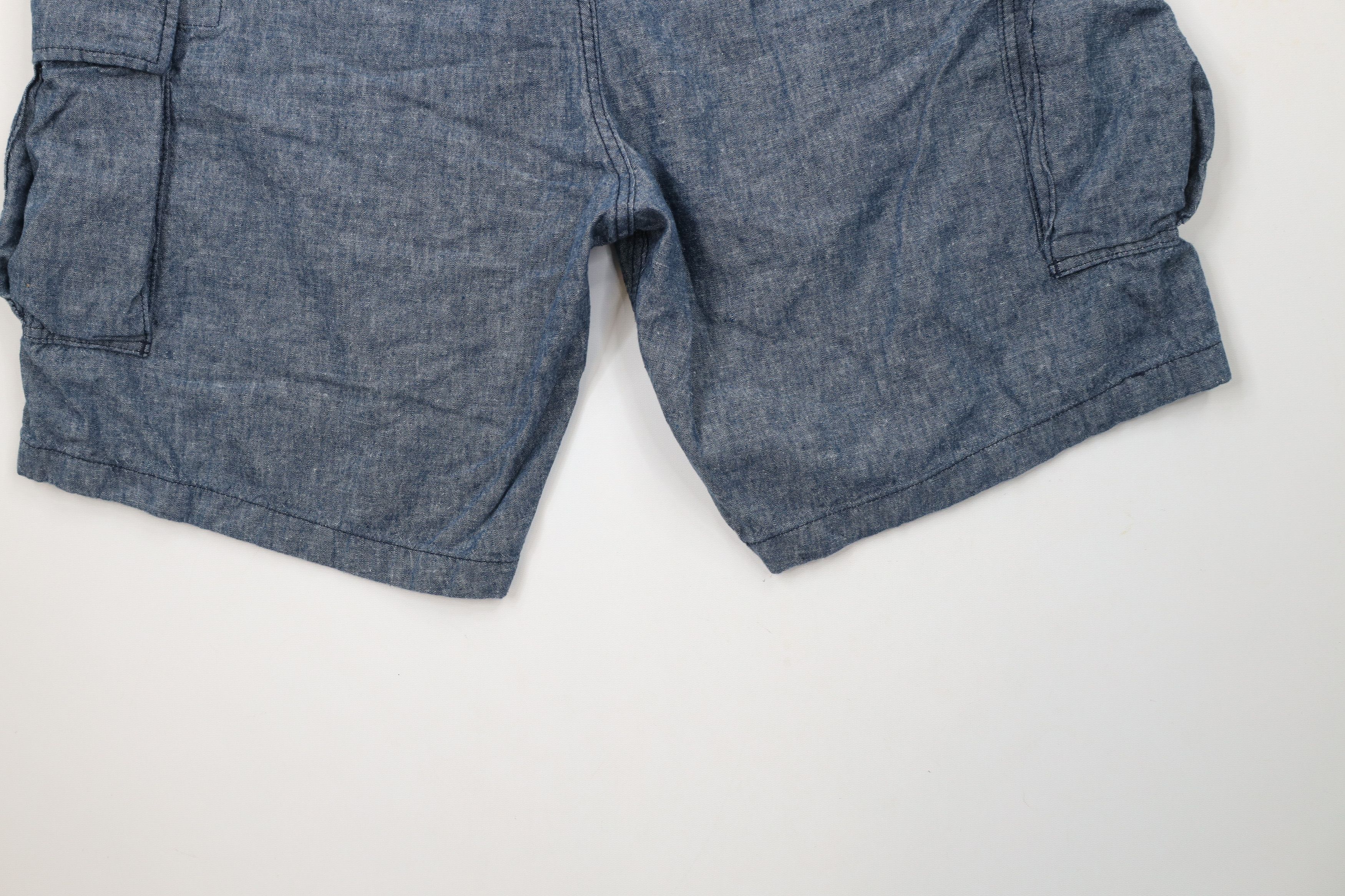 Levi's × Vintage Vintage Y2K Levis Linen Blend Cargo Shorts Chambray Blue Size US 40 / EU 56 - 12 Thumbnail