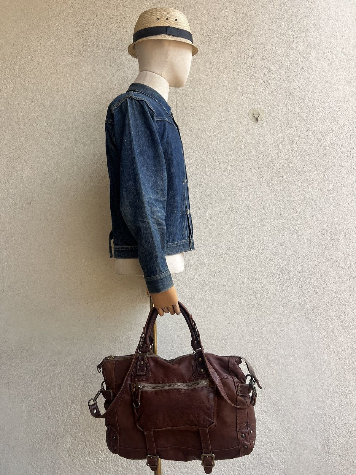 Leather Regalo Tokyo Fade Jerky Patina Leather 2 Way Bag Size ONE SIZE - 2 Thumbnail