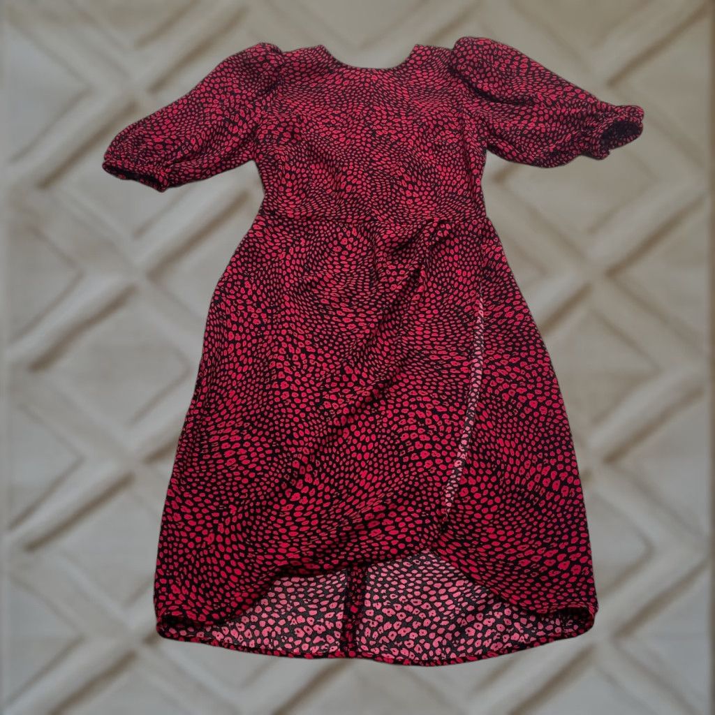Banana Republic Banana Republic Dress Womens 2 Black Red Speckled Long Volume Sleeve Midi Sheath Size XS / US 0-2 / IT 36-38 - 1 Thumbnail