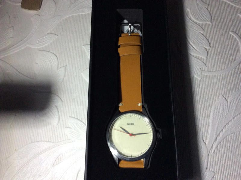 Designer Miro cream /Brown Men's leather strap Watch Size ONE SIZE - 11 Thumbnail