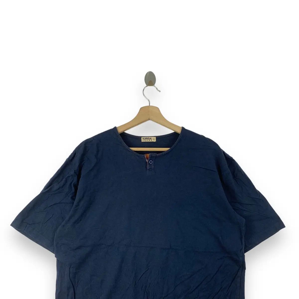 Kansai Yamamoto Vintage KANSAI YAMAMOTO JEANS Pure Indigo Henley Tee Shirt Size US L / EU 52-54 / 3 - 2 Thumbnail