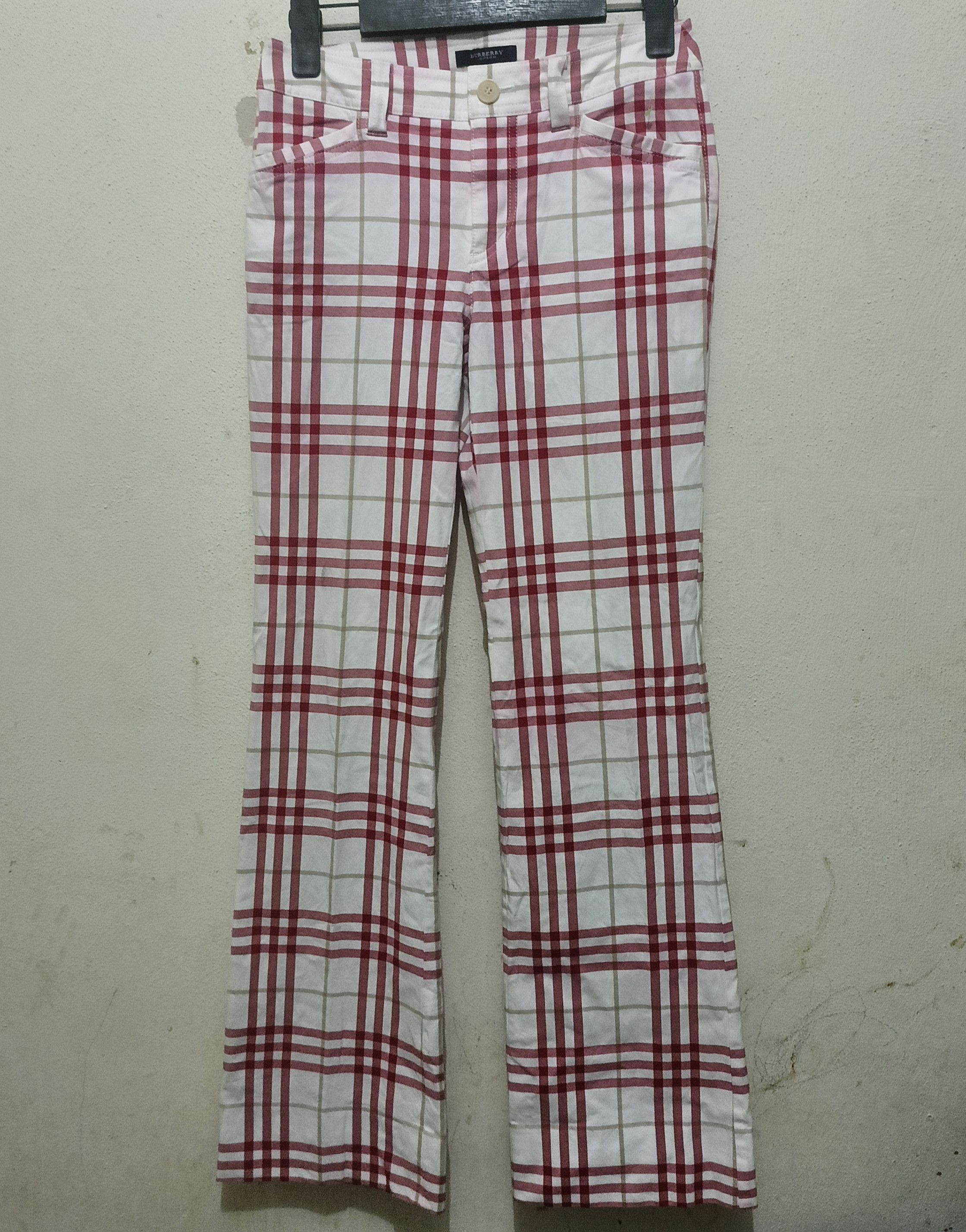 Burberry Vintage Rare Burberry Red Nova Check Pants Size 28" / US 6 / IT 42 - 1 Thumbnail