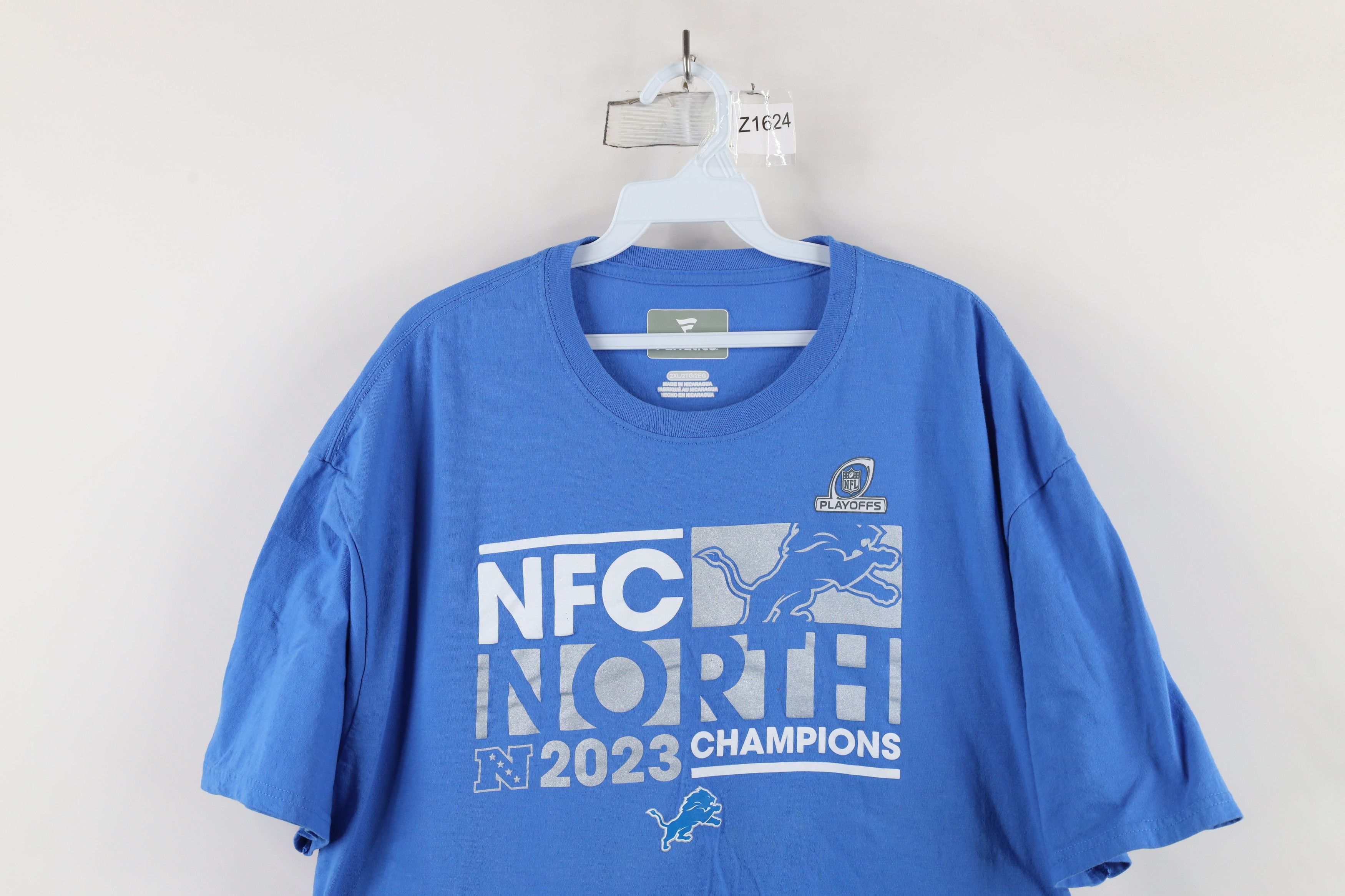 Vintage Fanatics North Champions Detroit Lions Football T-Shirt Blue Size US XXL / EU 58 / 5 - 2 Thumbnail