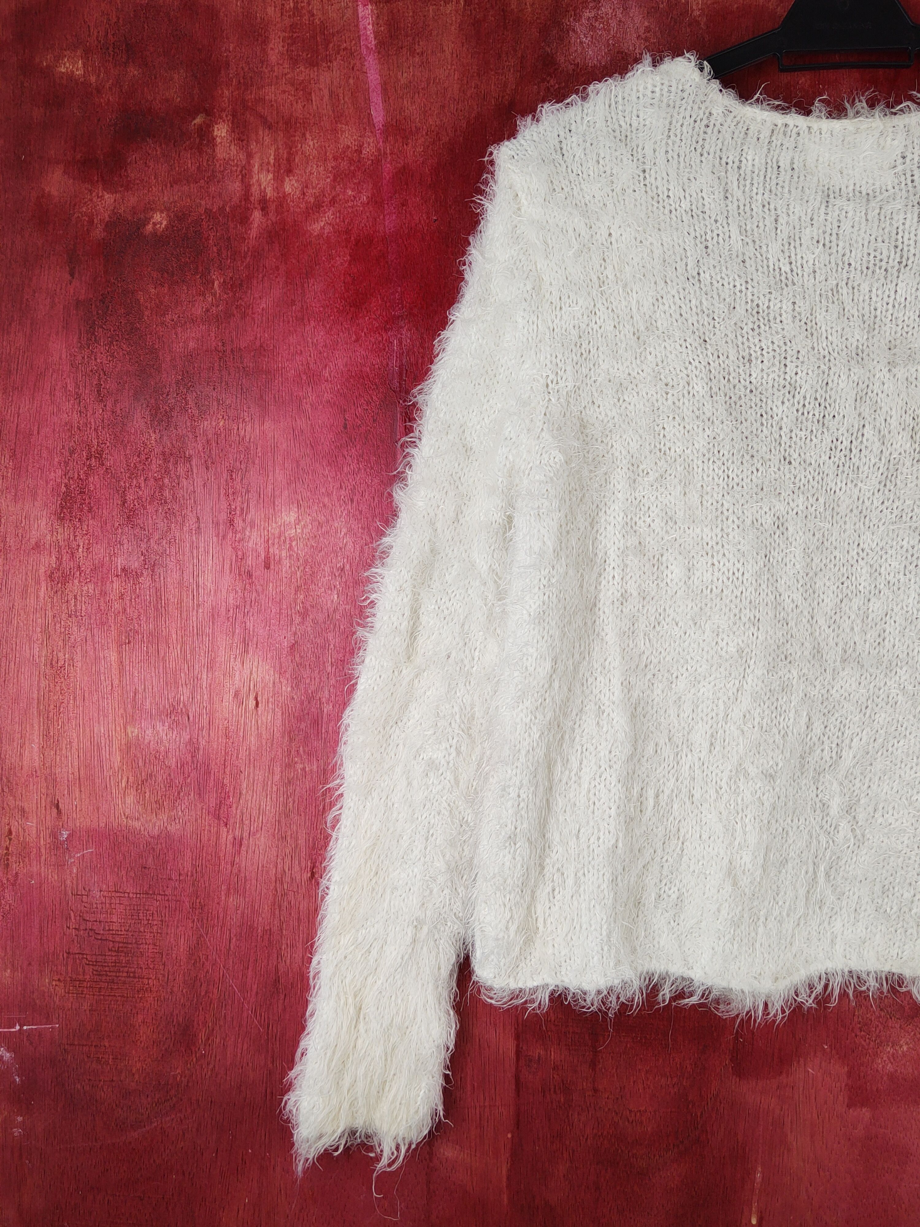 Japanese Brand Bay White Shag Shaggy Fur Mohair Knitwear Cardigan #S1923 Size S / US 4 / IT 40 - 8 Thumbnail