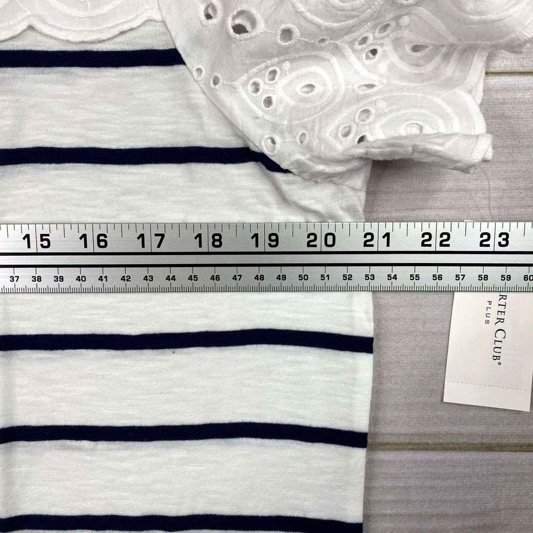 Charter Club Charter Club Shirt Womens 0X Blue Stripe Eyelet Trim Stretch Nautical Beach Size XL / US 12-14 / IT 48-50 - 6 Thumbnail