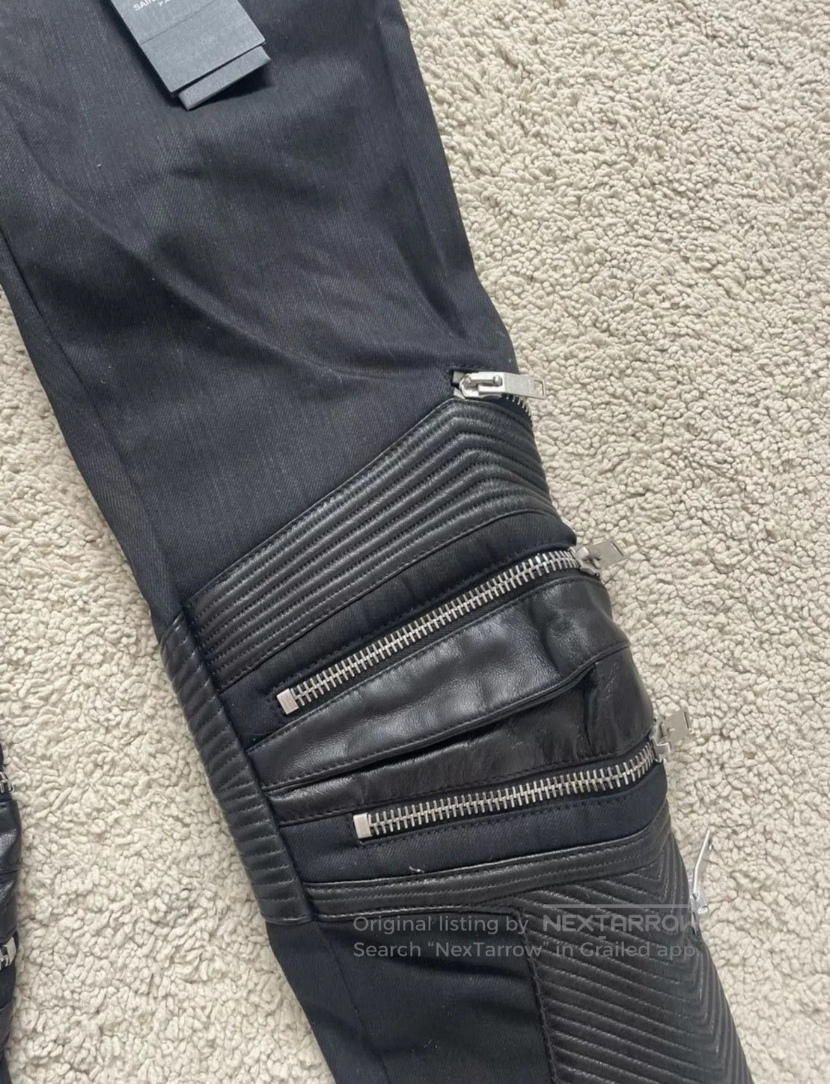 Saint Laurent Paris black leather zippered skinny pants. Size US 30 / EU 46 - 5 Thumbnail