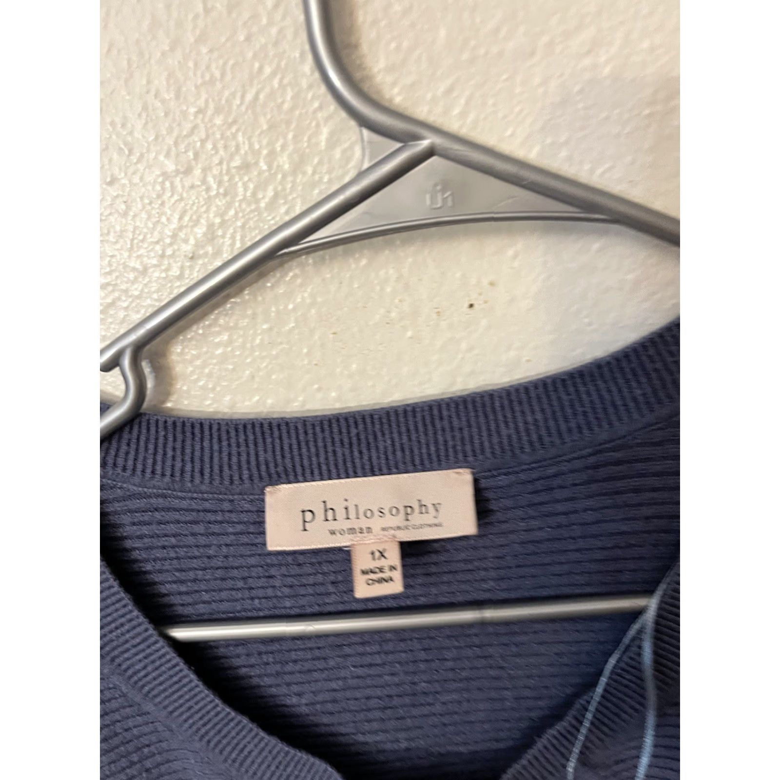 Vintage PHILOSOPHY Pullover Sweater Long Sleeve V-Neck Blue XS? (Note: Original size 1X) Size XL / US 12-14 / IT 48-50 - 2 Thumbnail