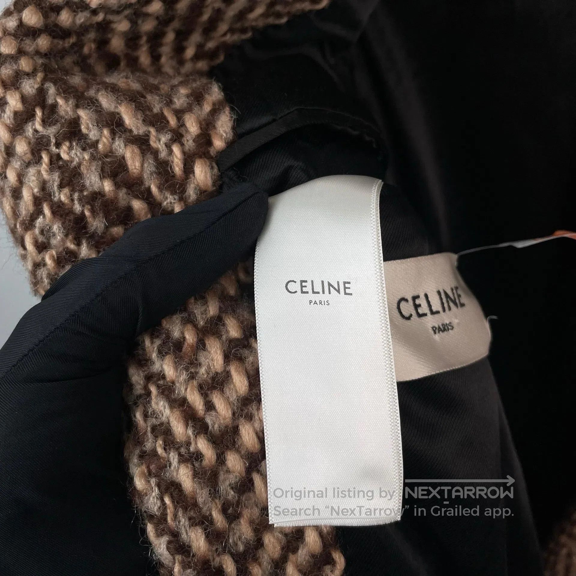 Celine CELINE Herringbone Brown Double Breasted Coat| Size XS / US 0-2 / IT 36-38 - 9 Thumbnail