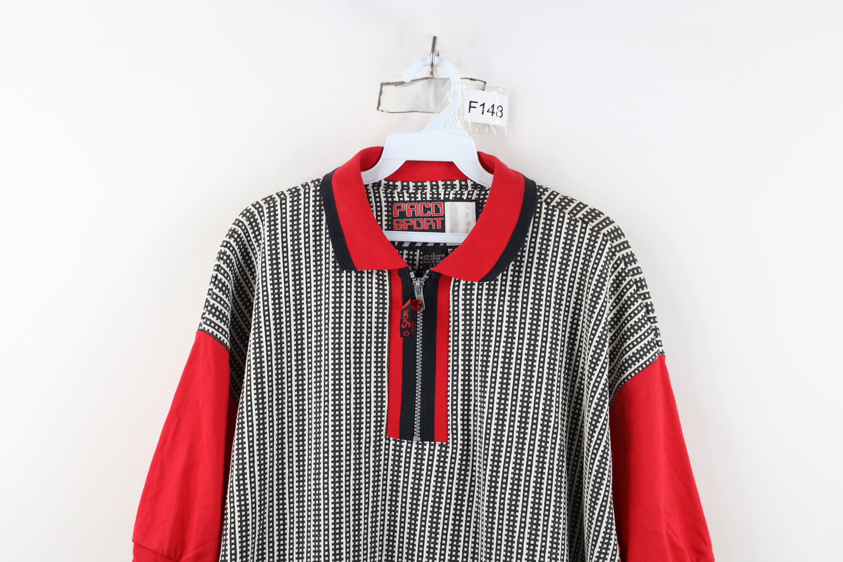 Vintage Deadstock Vintage 90s Streetwear Striped Baggy Half Zip Polo Size US L / EU 52-54 / 3 - 2 Thumbnail