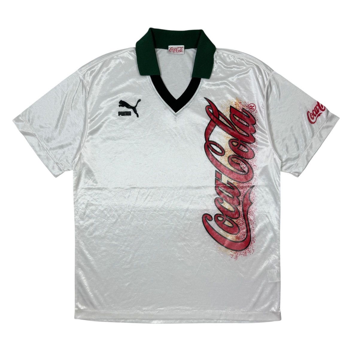 Coca Cola × Puma × Vintage 💥Vintage 90s Puma x Coca-Cola V-Neck Jersey Size US M / EU 48-50 / 2 - 1 Thumbnail