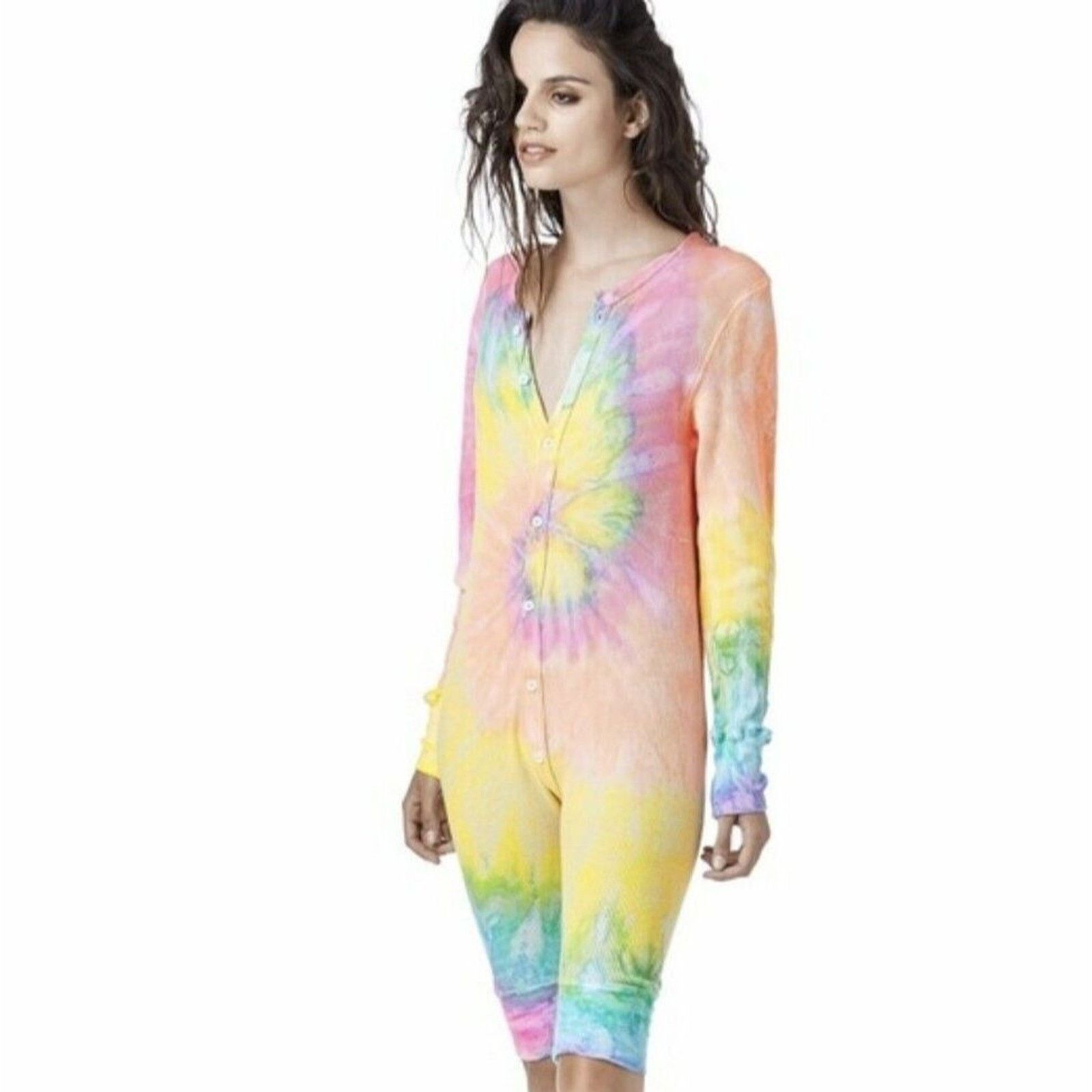 UNIF UNIF Bongjohns Romper Jumpsuit Tie Dye Thermal Rare Sz XS Size 35" - 1 Thumbnail