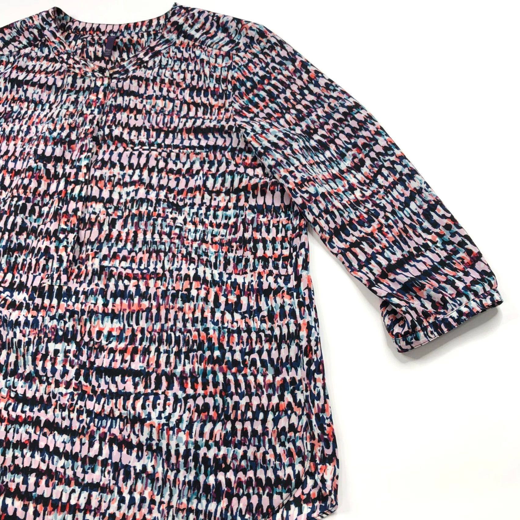 NYDJ NYDJ Blouse Multicolor Abstract Peasant Button 3/4 Sleeve Round Neck Smock Popover Knit Lightweight Casual Womens Medium Size M / US 6-8 / IT 42-44 - 2 Thumbnail