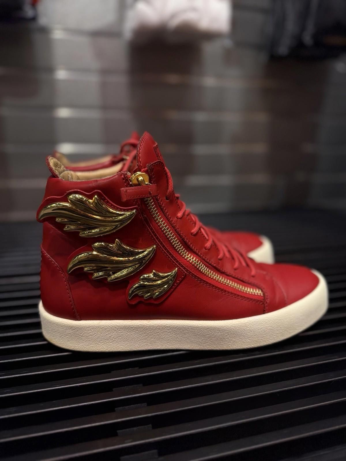 Giuseppe Zanotti Giuseppe Zanotti Size 44EU/11US Red Leather Wings Sneakers Size US 11 / EU 44 - 3 Thumbnail