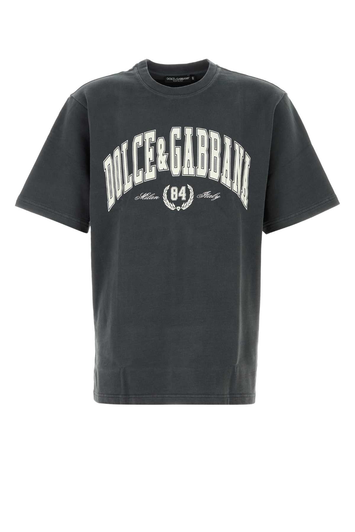 Dolce & Gabbana Charcoal Cotton T-Shirt Size US XL / EU 56 / 4 - 1 Thumbnail