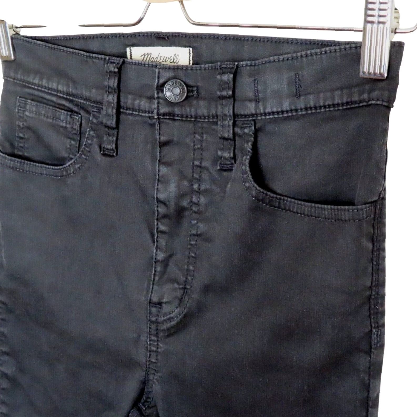Madewell Madewell Womens Jeans 27 10" High Rise Skinny Black Coated Solid Denim Pants Size 27" / US 4 / IT 40 - 3 Thumbnail