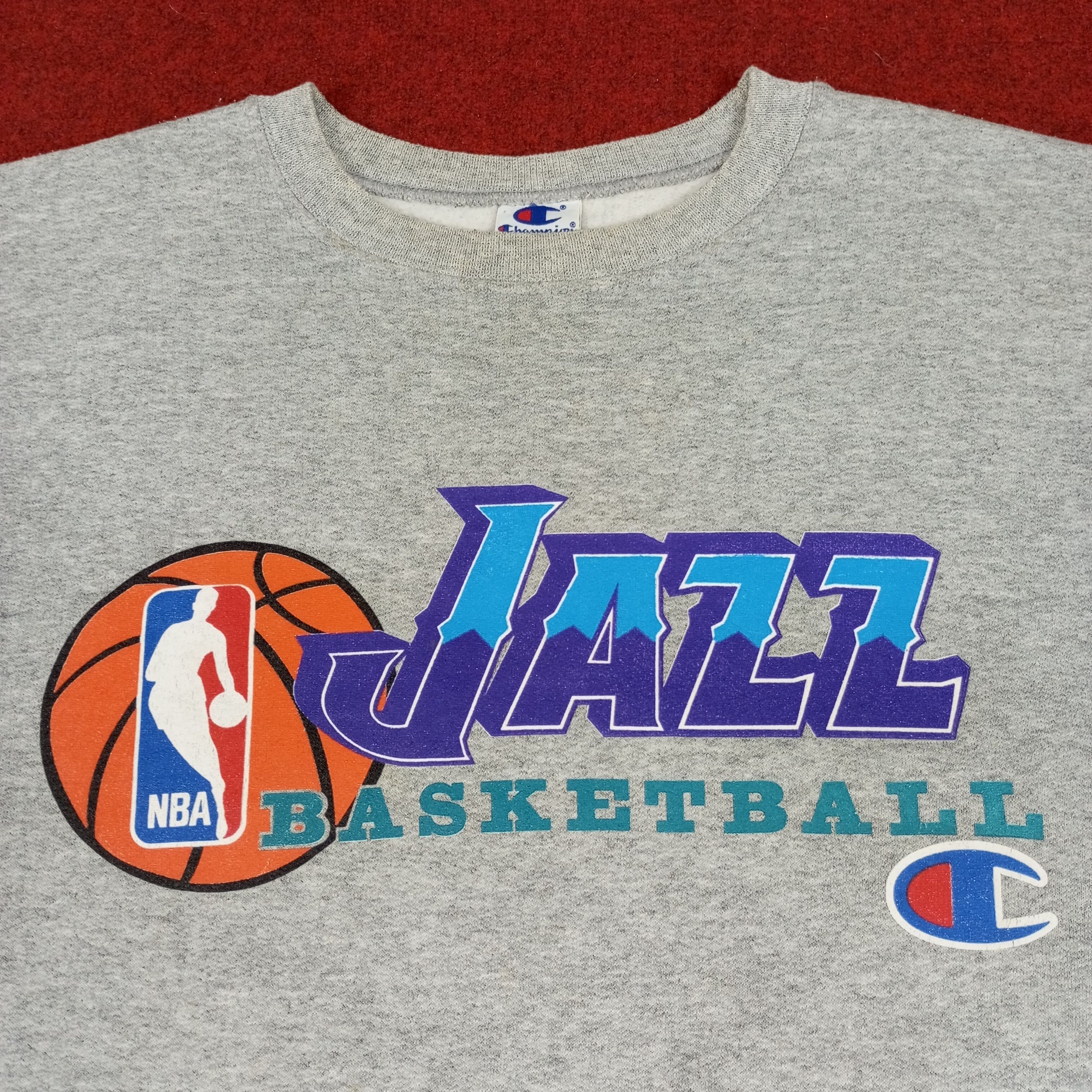 Champion × NBA × Vintage NBA Jazz Basketball X Champion Sweatshirt Streetwear Style Size US M / EU 48-50 / 2 - 2 Thumbnail