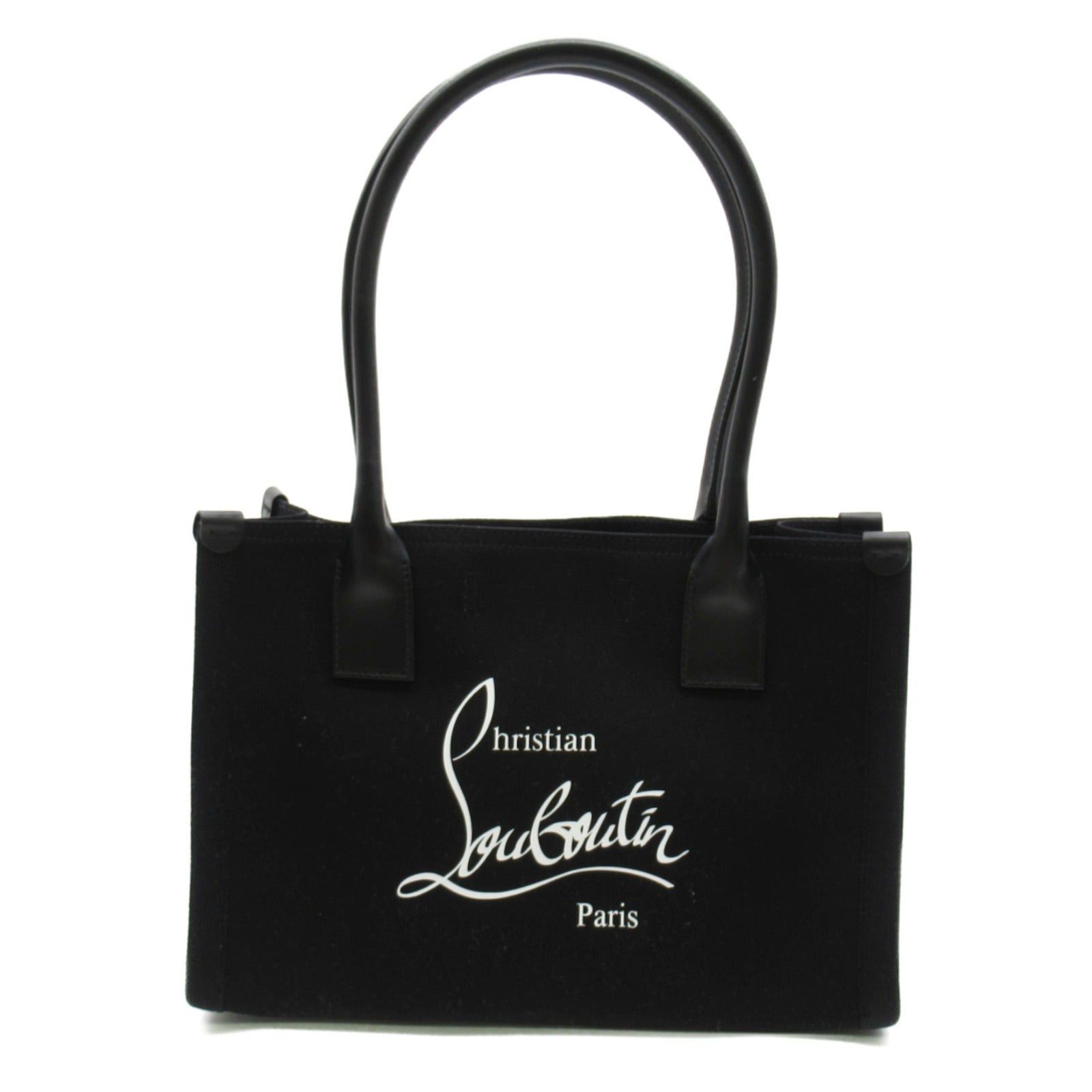 Christian Louboutin Tote Bag E.W. Small Handbag Fabric Leather Black