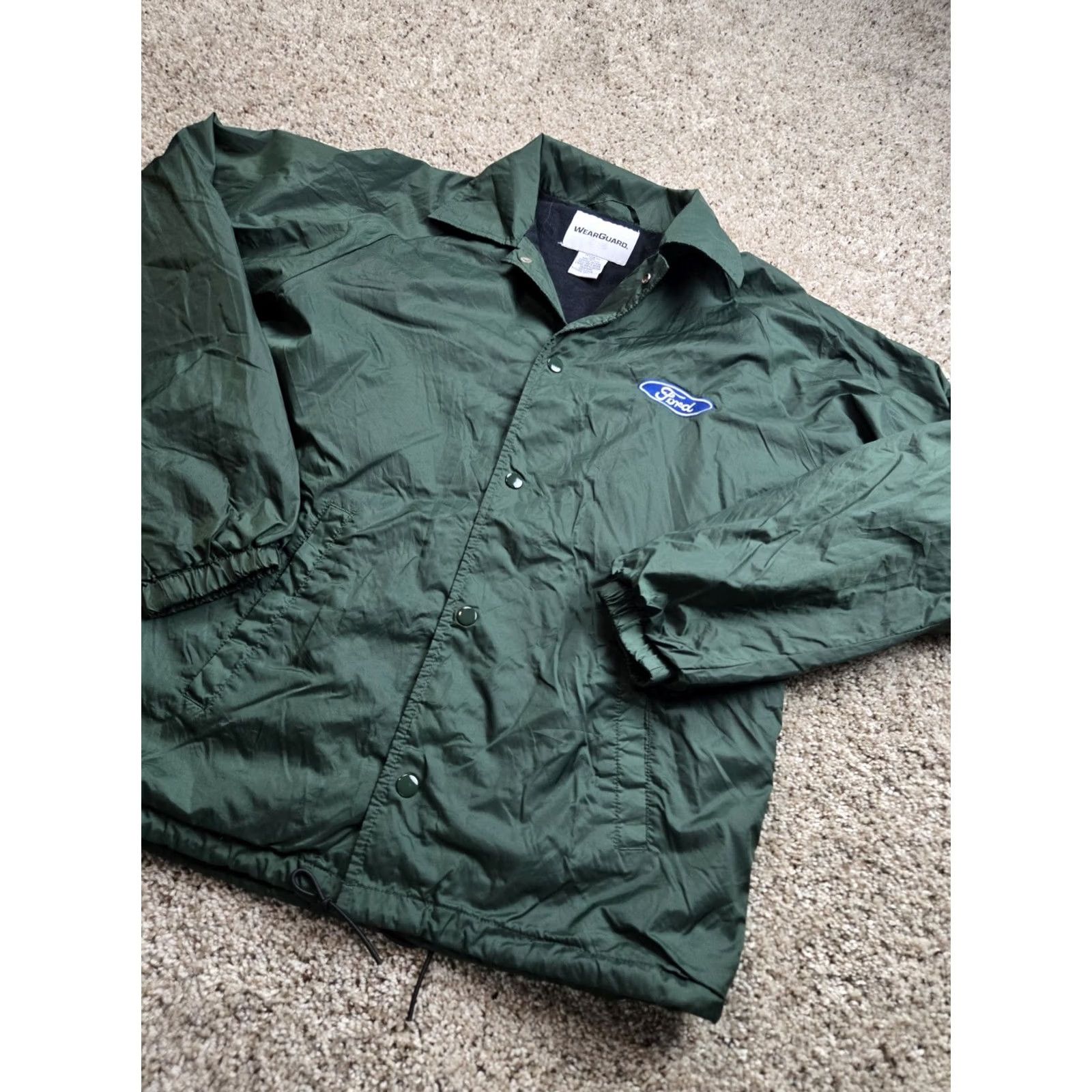 Ford VINTAGE WearGuard Windbreaker Jacket Mens S Green Snap Front Lined Nylon Mid-Length Casual Workwear Cars USA 90s? No Size US S / EU 44-46 / 1 - 2 Thumbnail