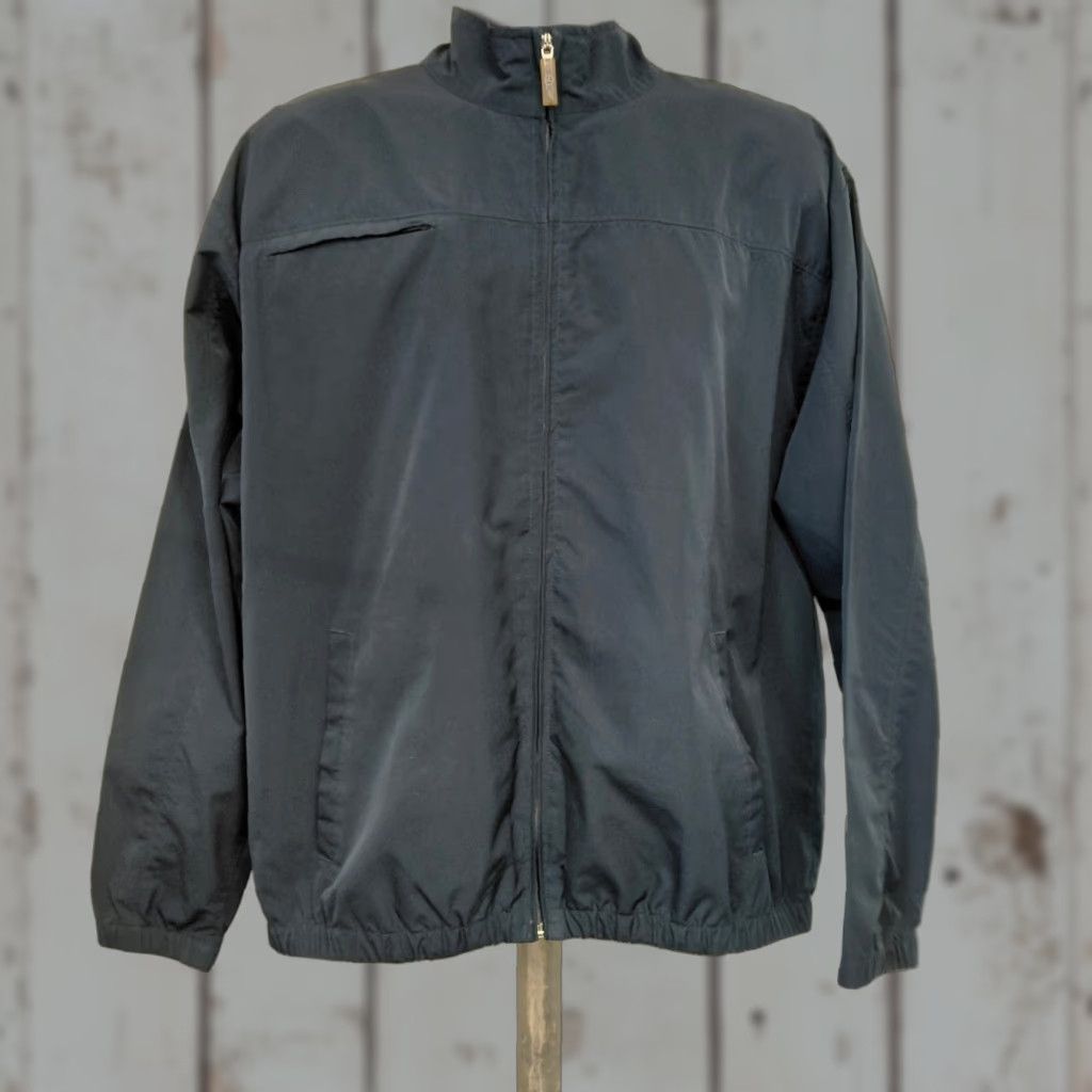 Vintage Straight Down Jacket Men L Blue Full Zip Letterman Bomber Soft Shell 90s 80s Classic Cars College Biker Mens Size US L / EU 52-54 / 3 - 1 Thumbnail