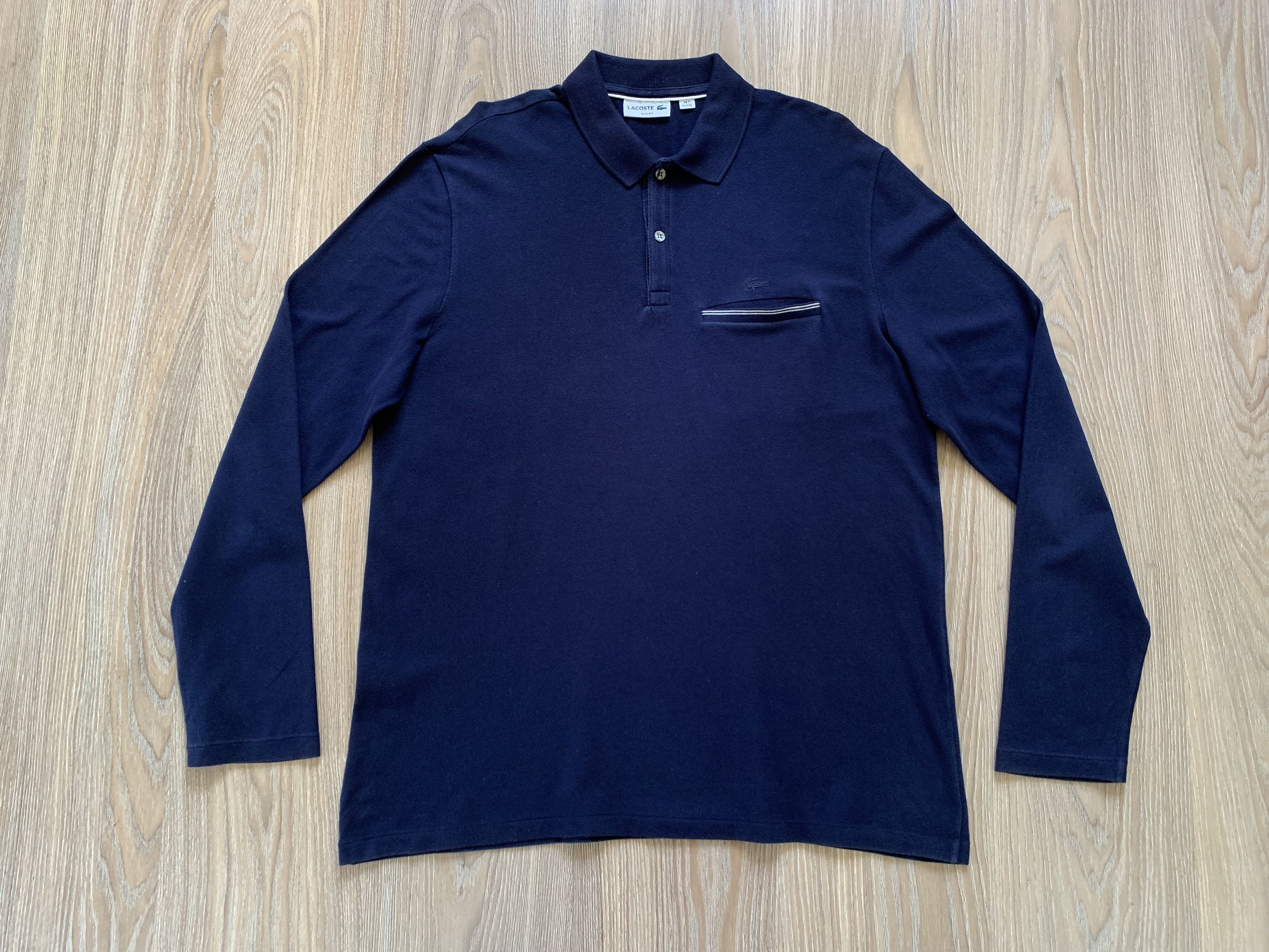 Lacoste × Vintage Lacoste Pocket Long Sleeve Polo Size US XL / EU 56 / 4 - 2 Thumbnail