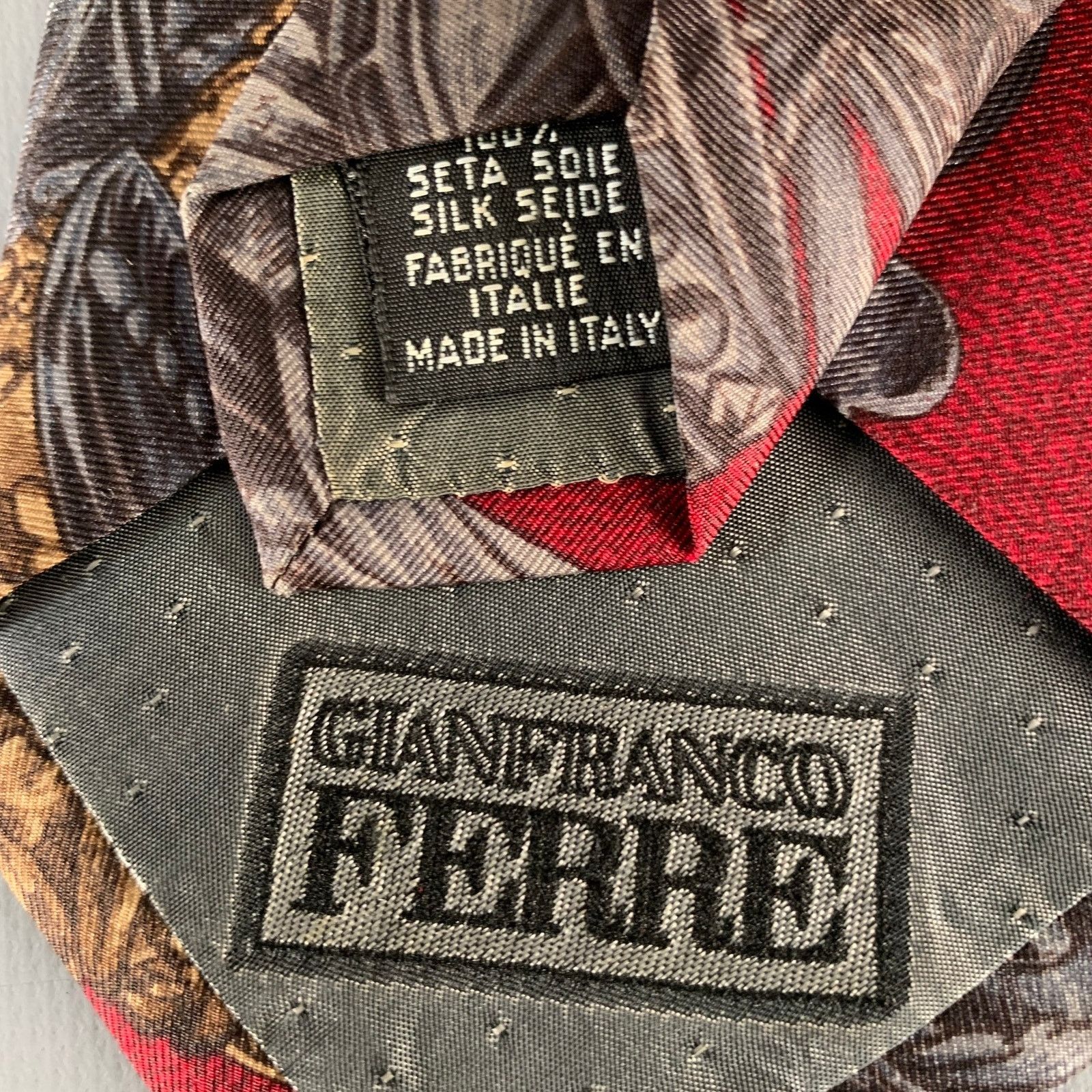 Gianfranco Ferre GIANFRANCO FERRE Burgundy Grey Brown Baroque Silk Tie Size ONE SIZE - 3 Thumbnail