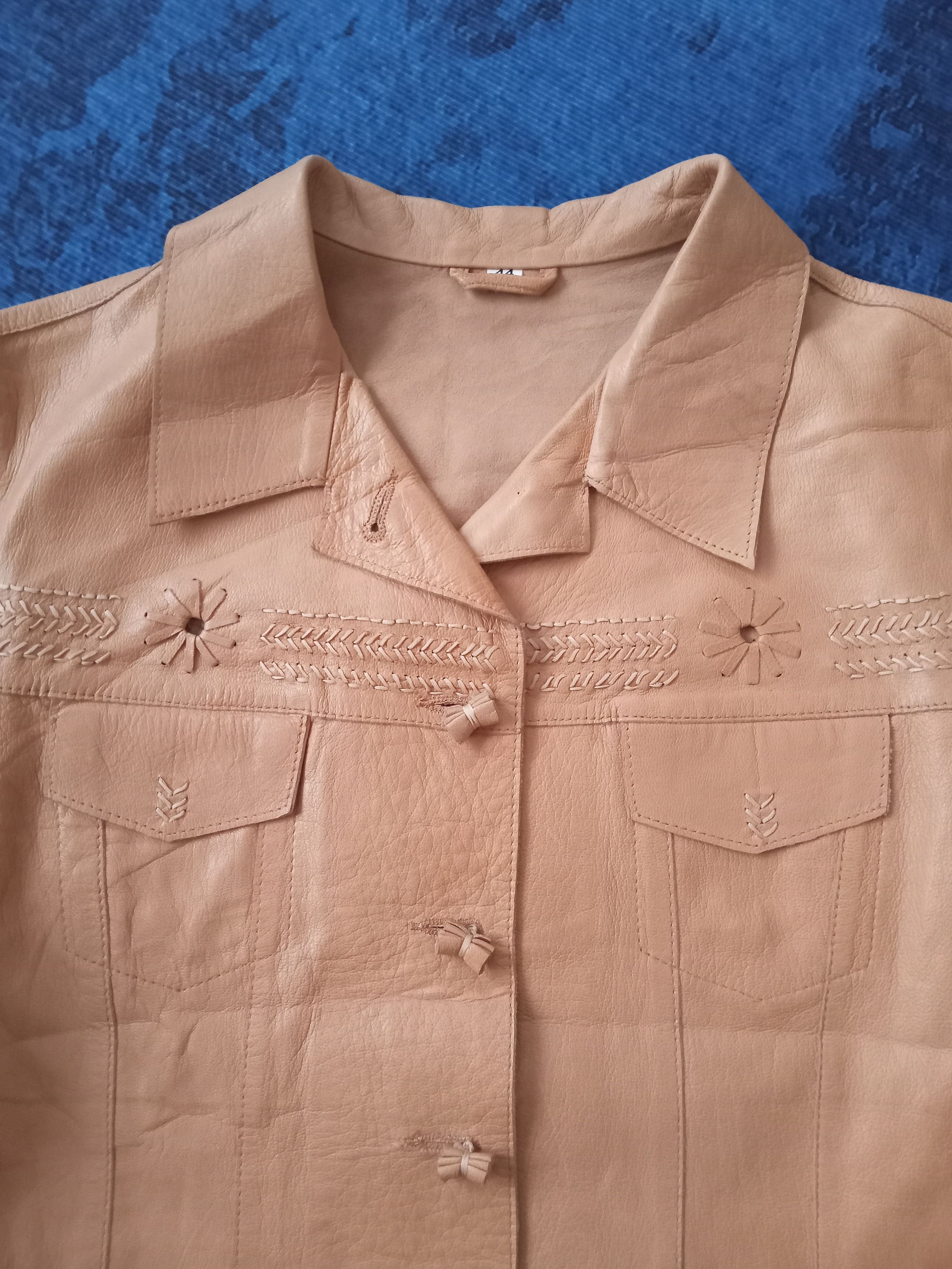 Designer Dual View Milano Ricamato A Mano Rare Design Leather Jacket Size L / US 10 / IT 46 - 6 Thumbnail