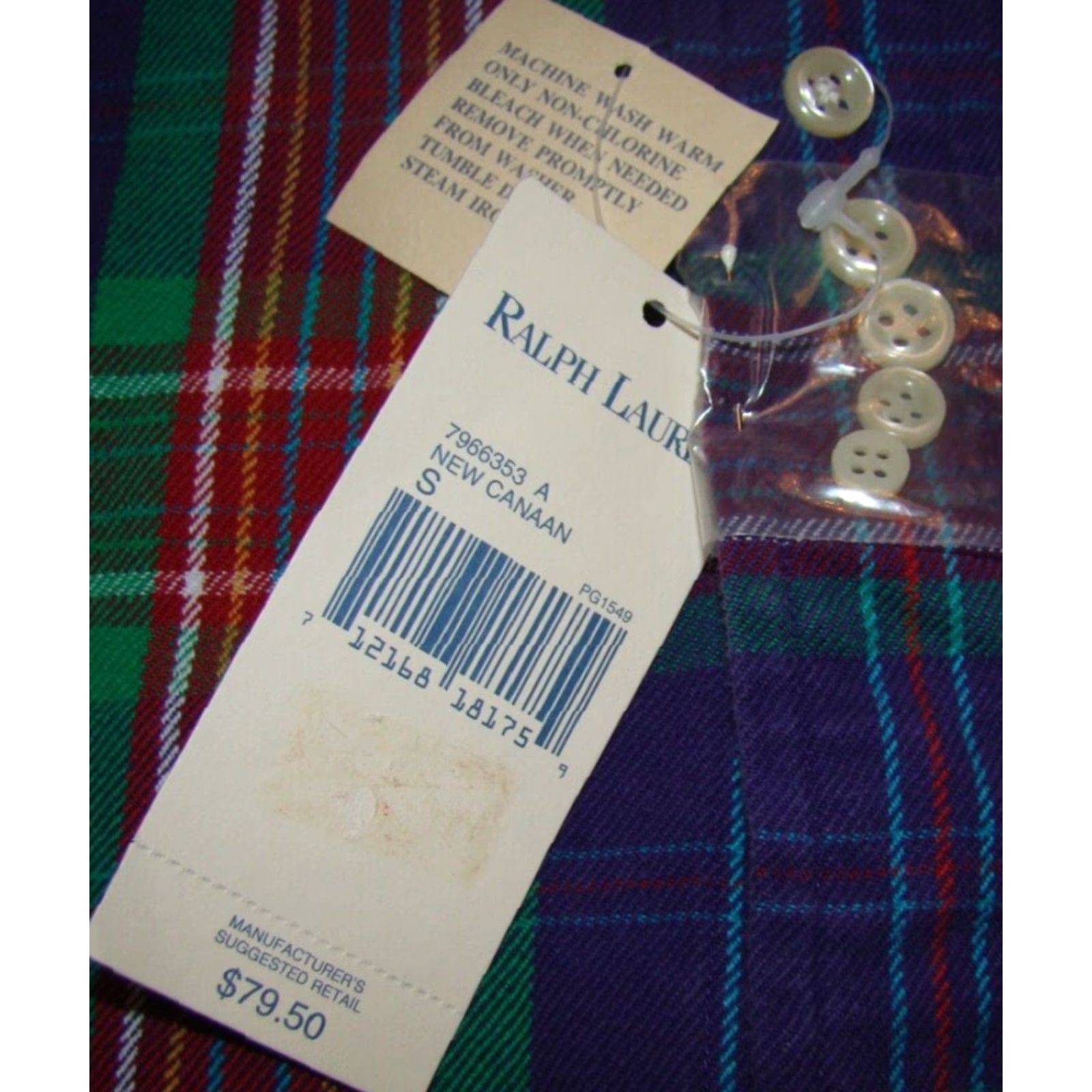 Polo Ralph Lauren VINTAGE Polo Ralph Lauren Blake Mens Small Purple Green Plaid Flannel Shirt Size US S / EU 44-46 / 1 - 2 Thumbnail