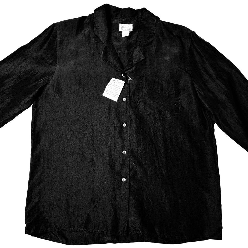 Other NWT New Vintage Moda International 100% Silk Black Blouse S Size M / US 6-8 / IT 42-44 - 4 Thumbnail