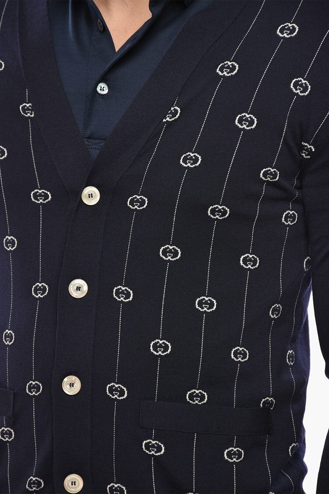 Gucci og1mm0426 Wool and Nylon Iconic-Pattern Cardigan in Blue Size US S / EU 44-46 / 1 - 3 Thumbnail