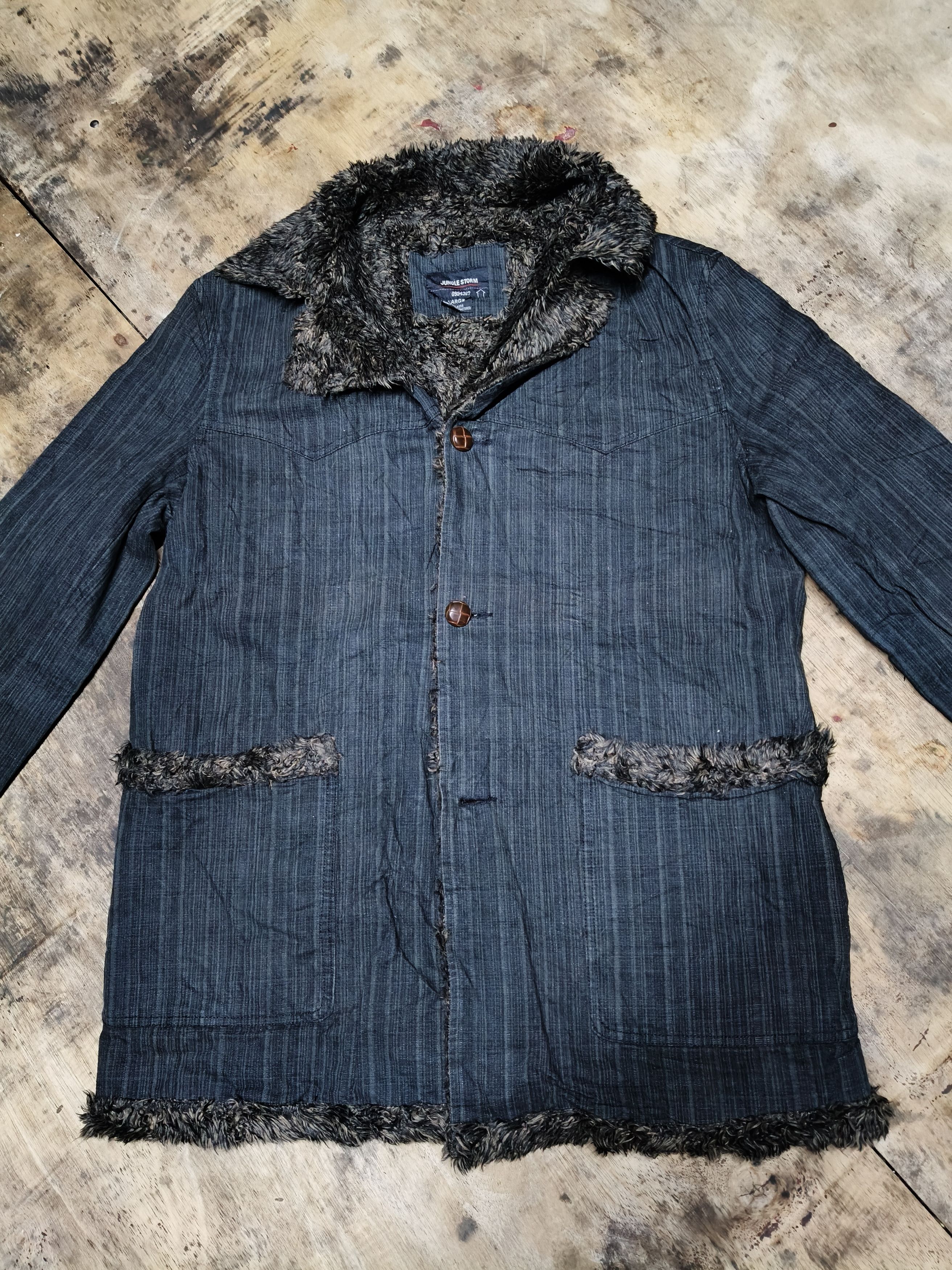 Japanese Brand Jungle Strom Faux Fur button Jacket Size US L / EU 52-54 / 3 - 5 Thumbnail