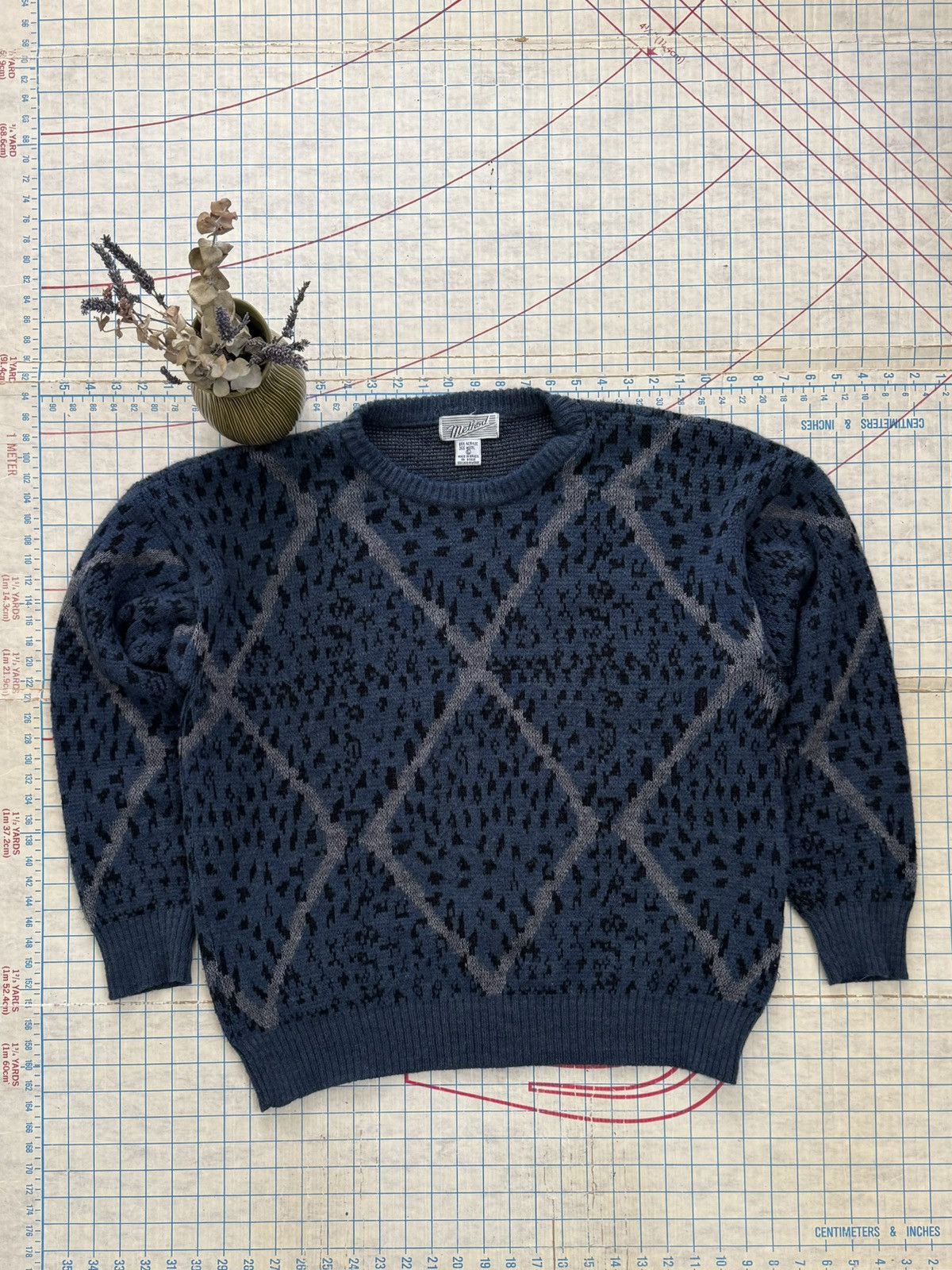 Method × Vintage Vintage Method Argyle Animal Print Knit Sweater Size Large Size US L / EU 52-54 / 3 - 1 Thumbnail