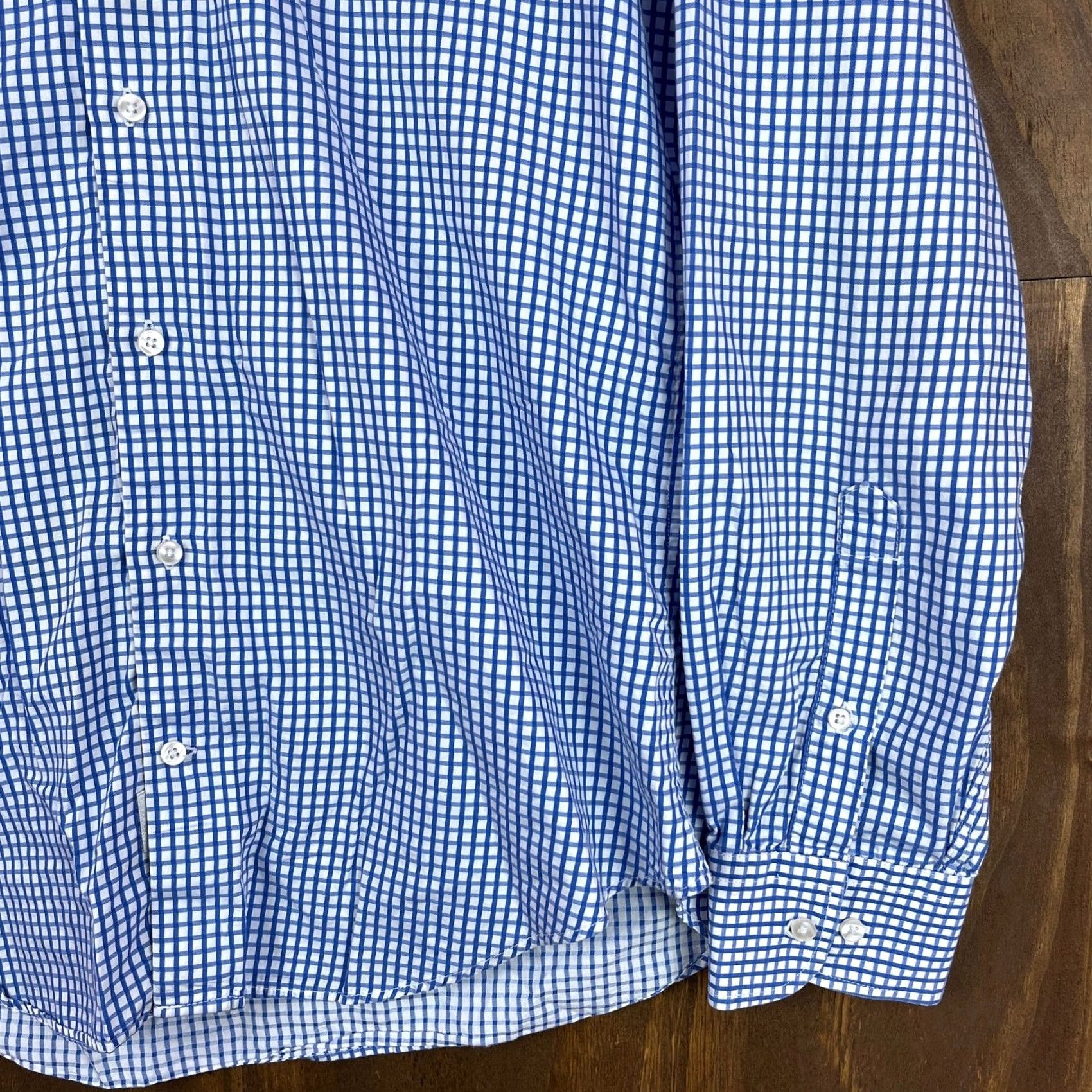 Peter Millar Peter Millar Mens Polo White Blue Checkered Long Sleeve Button Down Large Size US L / EU 52-54 / 3 - 5 Thumbnail