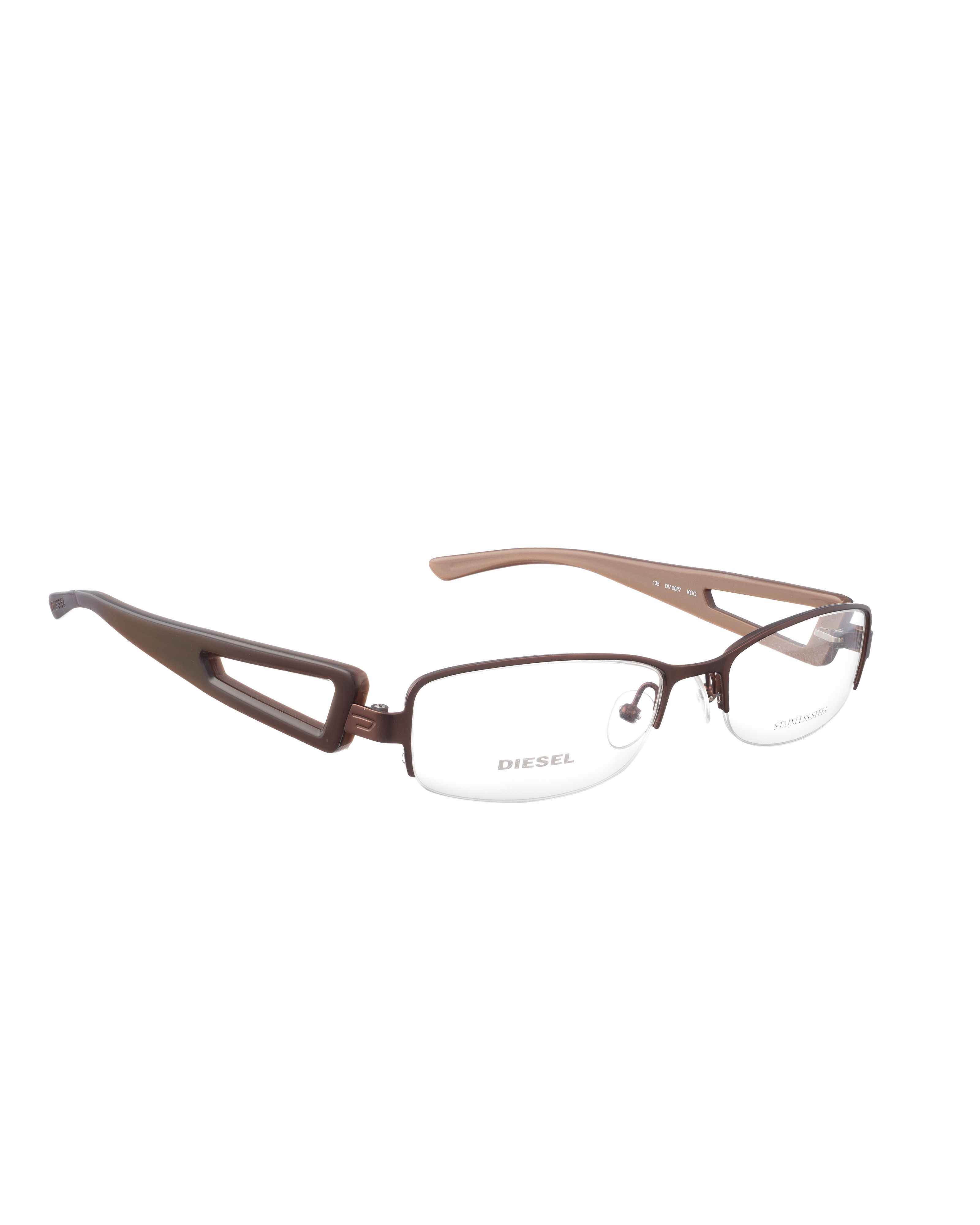 Diesel Diesel 00s Brown Half Rim Glasses with Temples with Cut Outs Size ONE SIZE - 2 Thumbnail