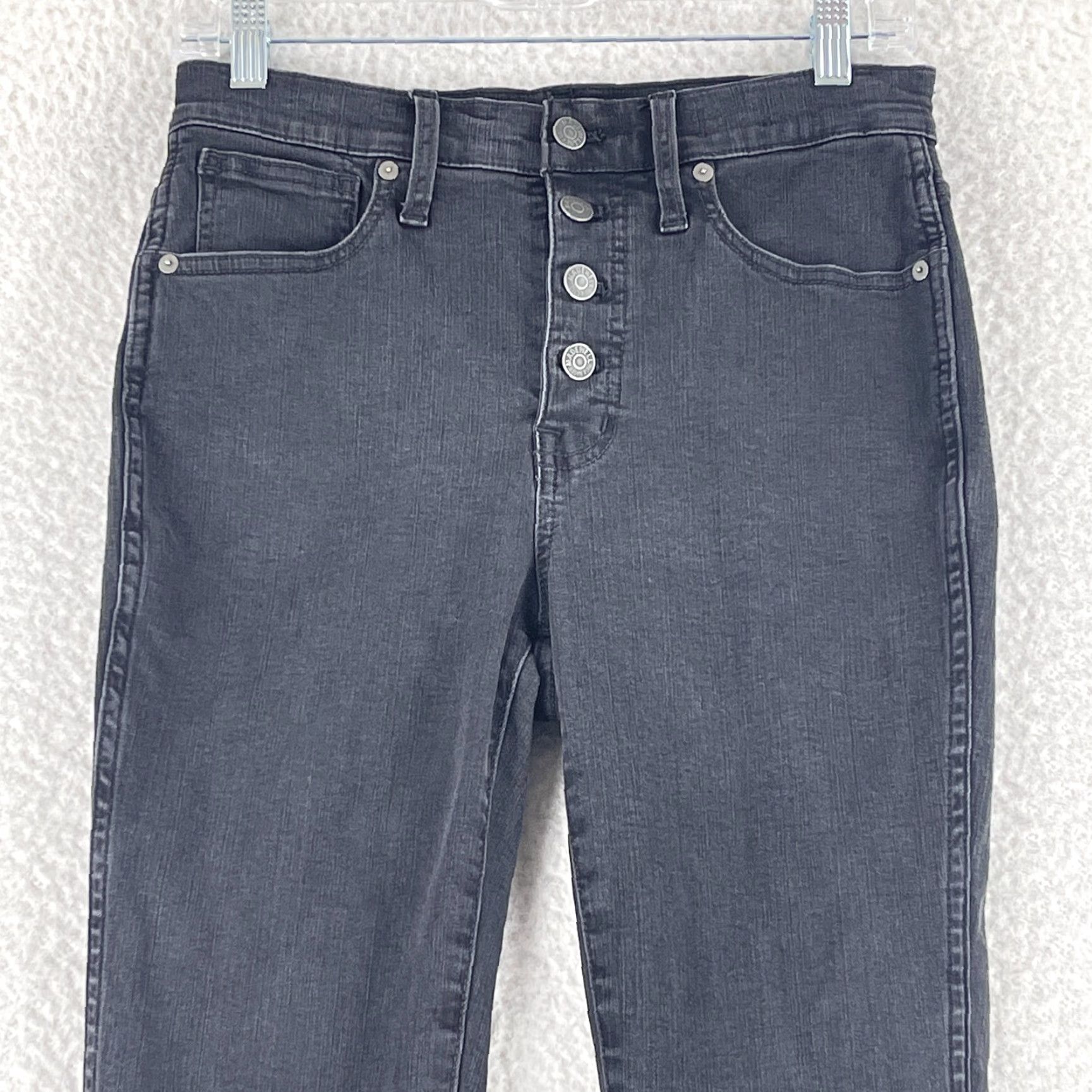 Madewell Madewell Jeans Womens 27 Black Denim 10" High-Rise Skinny Raw Hem Casual Size 27" / US 4 / IT 40 - 2 Thumbnail