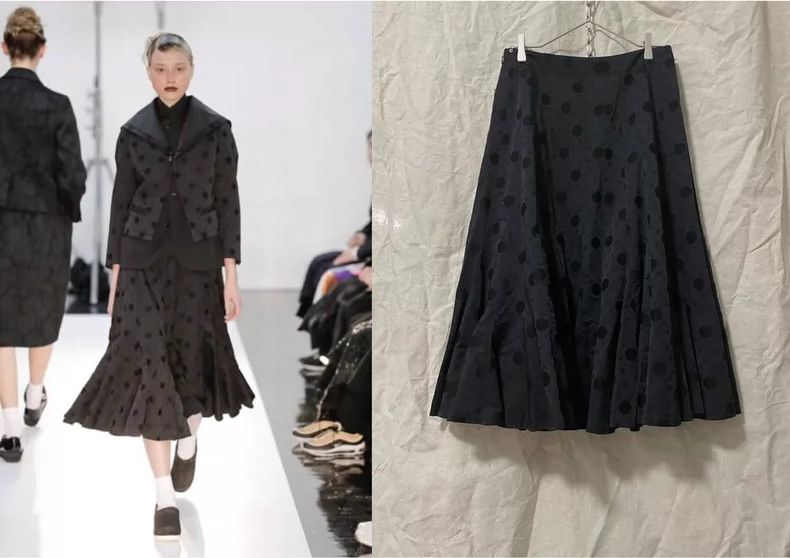 Comme des Garcons Comme des Garcons size M Polka Dot Dark Water Wave Skirt L Size 23" - 1 Thumbnail
