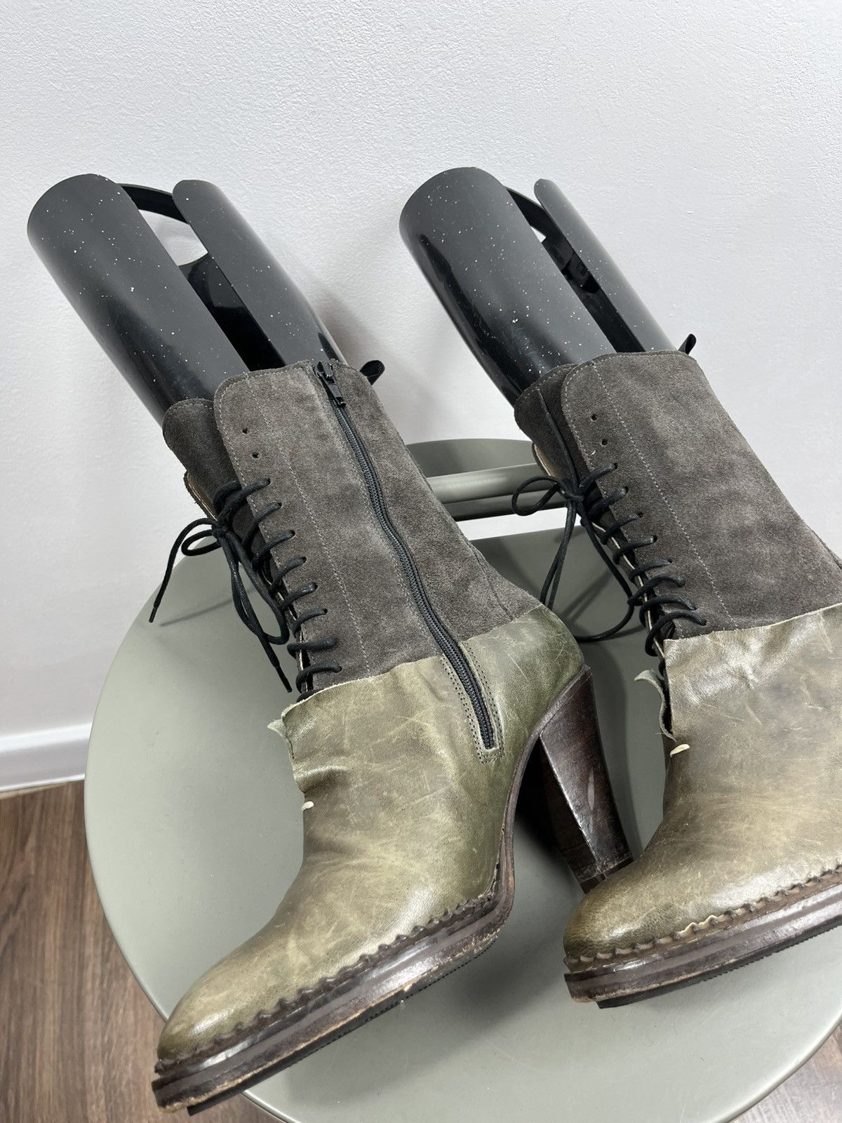 Other Atelier do Sapato Lace Up Suede Leather High Heel Boots 37 Size US 6.5 / IT 36.5 - 6 Thumbnail