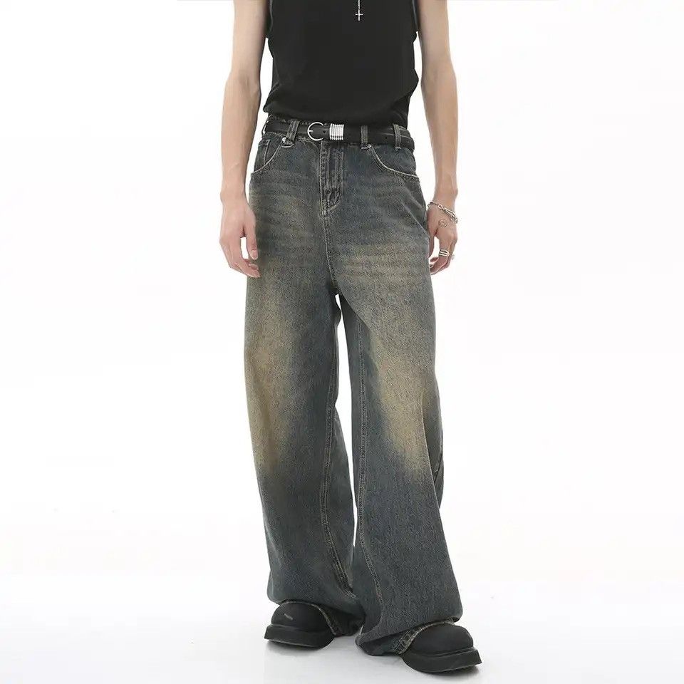 Vintage Jeans Men Loose Straight Streetwear Casual Summer